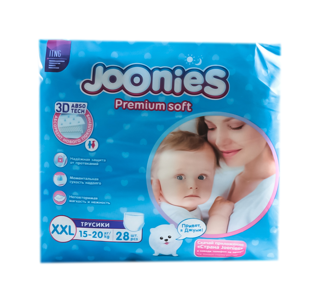 Джунис Подгузники-трусики размер XXL (15-20 кг) 28 шт. (Joonies, Premium Soft) Джунис Подгузники-трусики размер XXL (15-20 кг) 28 шт. (Joonies, Premium Soft) фото 1