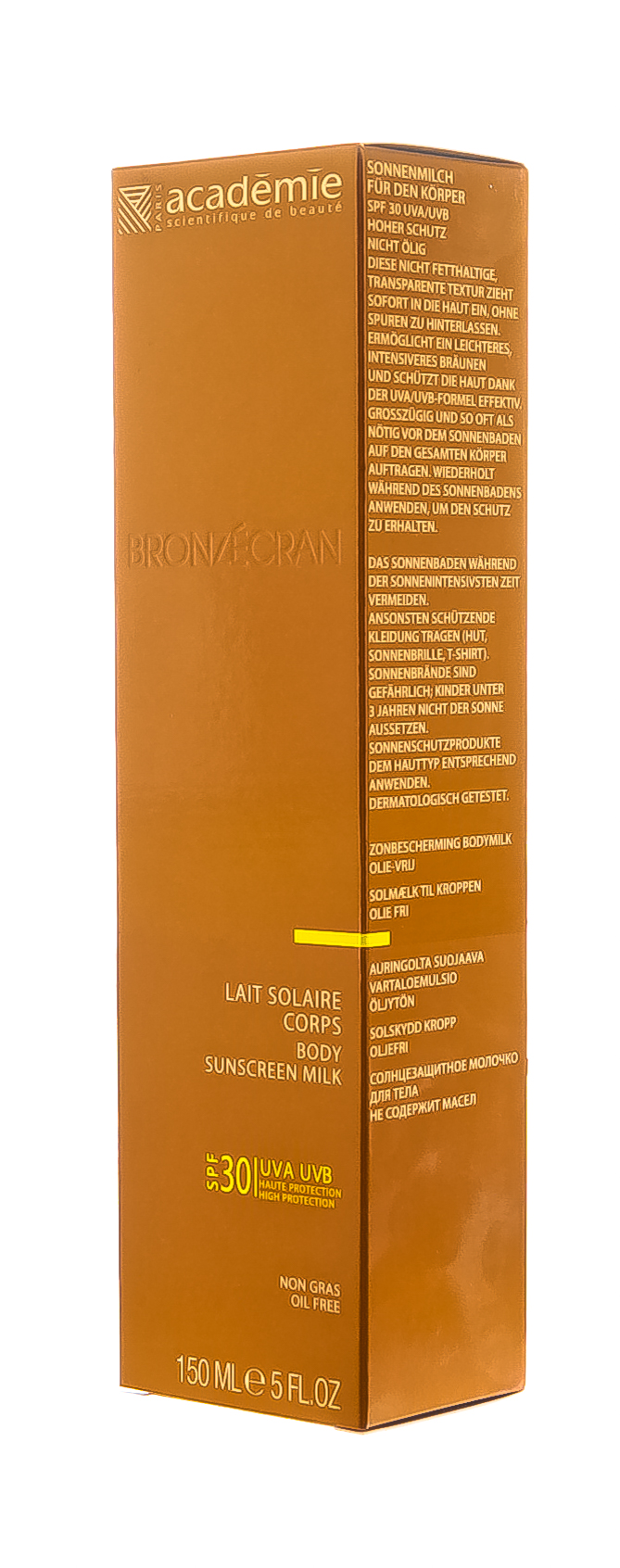 Академи Солнцезащитное молочко для тела SPF 30 'Body Sunscreen Milk SPF 30' 150 мл (Academie, Bronzecran) фото 2