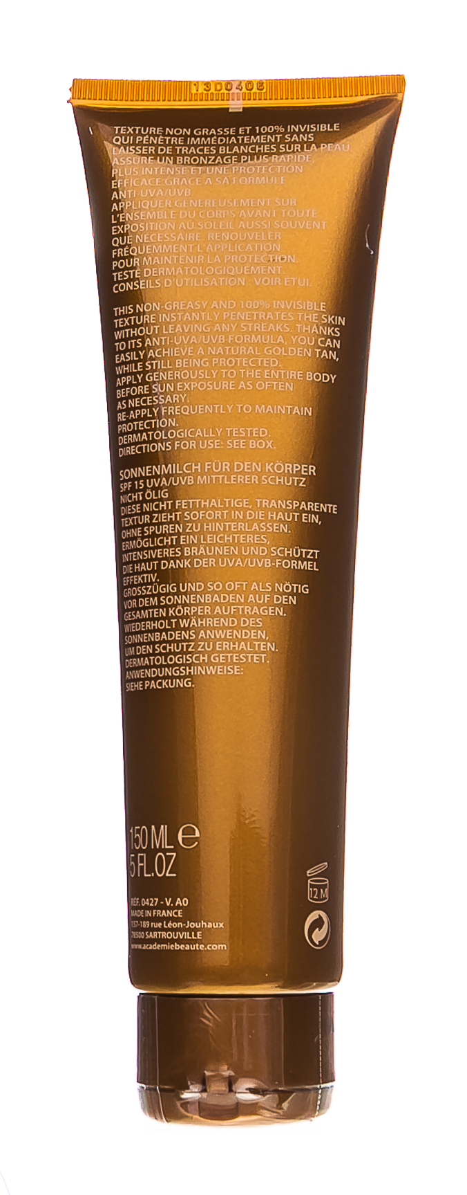 Академи Солнцезащитное молочко для тела SPF 15 'Body Sunscreen Milk SPF 15' 150 мл (Academie, Bronzecran) Академи Солнцезащитное молочко для тела SPF 15 'Body Sunscreen Milk SPF 15' 150 мл (Academie, Bronzecran) фото 7