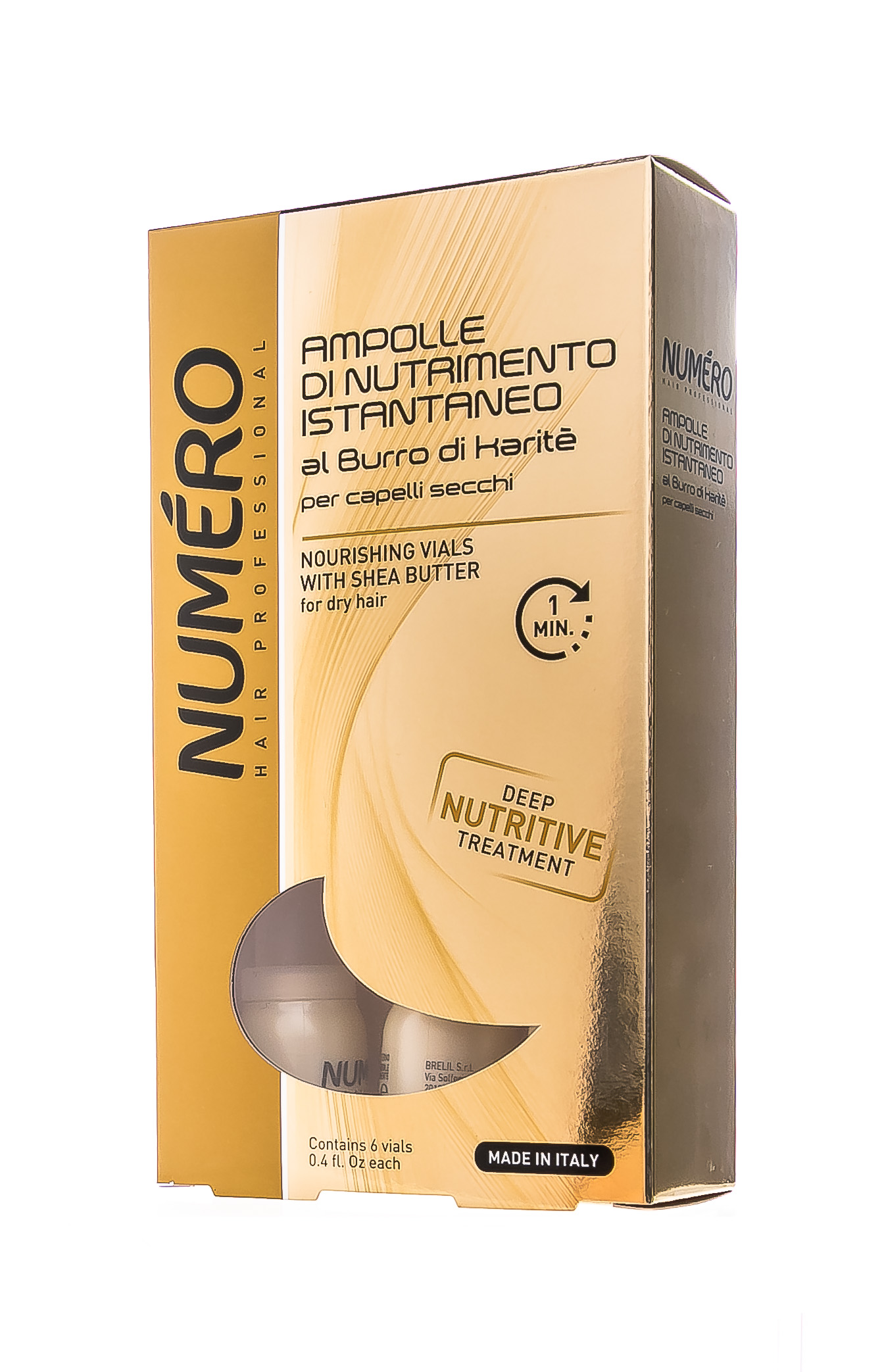 Брелил Профессионал Питательное средство с маслом карите для сухих волос в ампулах, 6х12 мл (Brelil Professional, Numero) фото 2