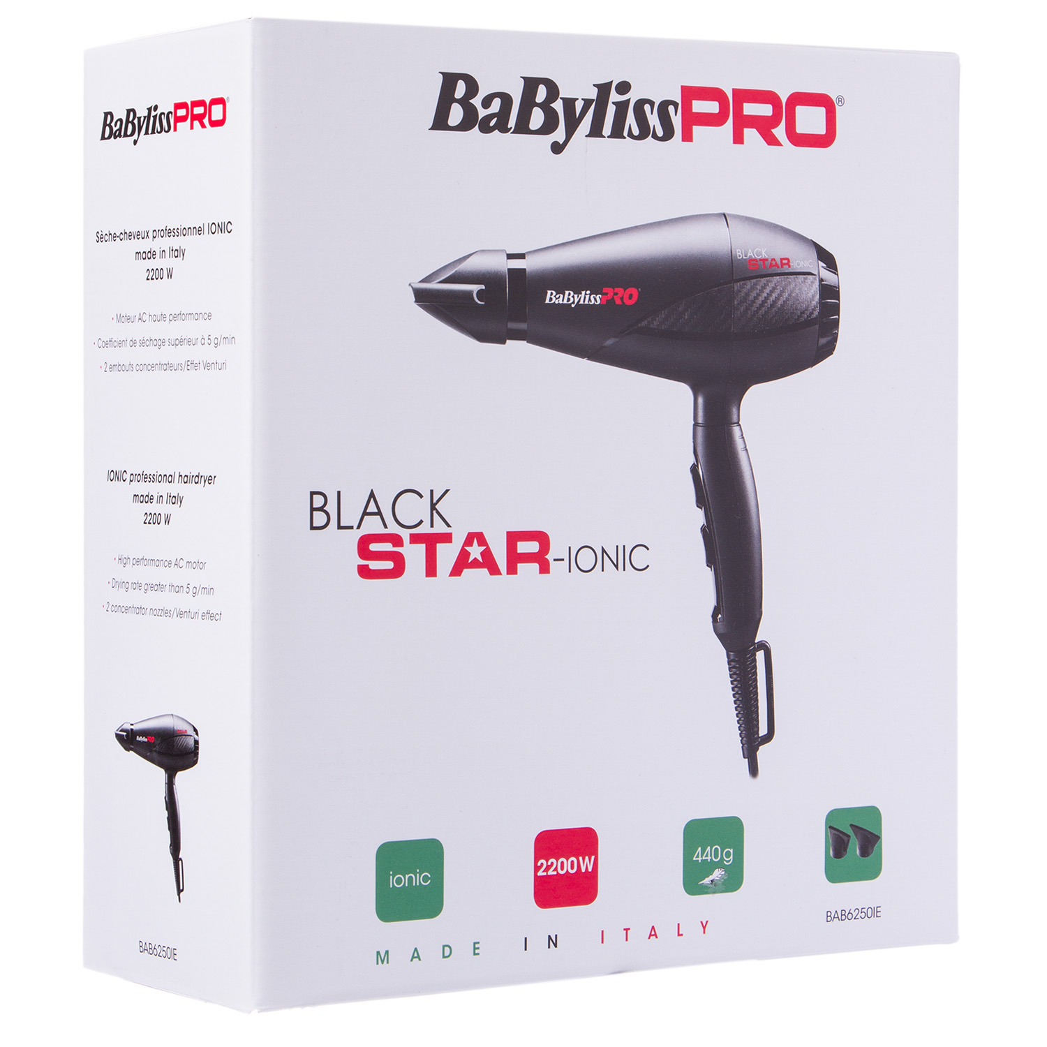 Бэбилисс Профессиональный фен Black Star Ionic, 2200W, 2 насадки (Babyliss, Фены) Бэбилисс Профессиональный фен Black Star Ionic, 2200W, 2 насадки (Babyliss, Фены) фото 2