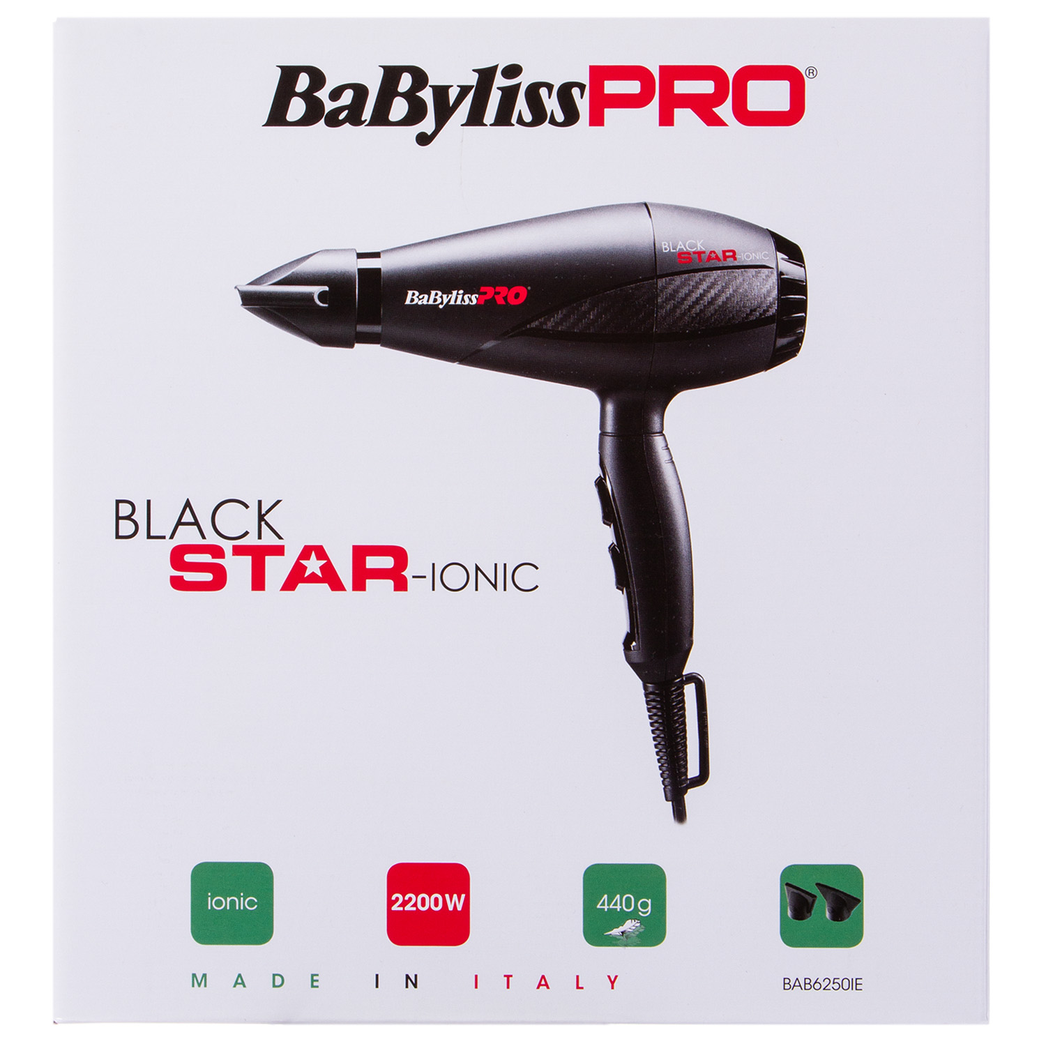 Бэбилисс Профессиональный фен Black Star Ionic, 2200W, 2 насадки (Babyliss, Фены) Бэбилисс Профессиональный фен Black Star Ionic, 2200W, 2 насадки (Babyliss, Фены) фото 3