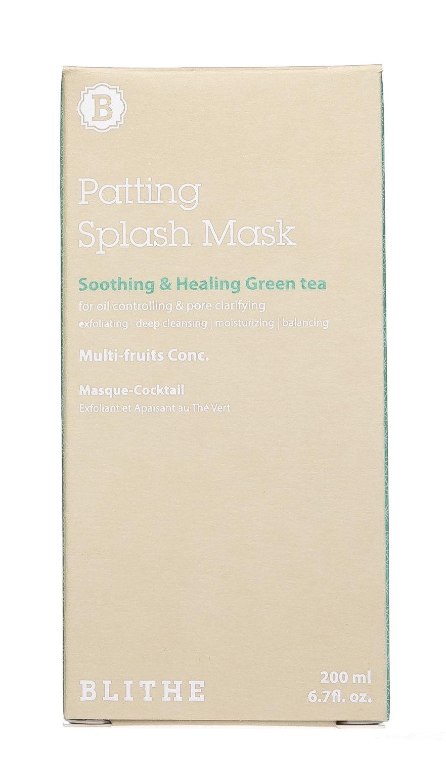 Блайт Сплэш-маска для восстановления «Смягчающий и заживляющий Зеленый Чай», 200мл (Blithe, Blithe уход за лицом) фото 1
