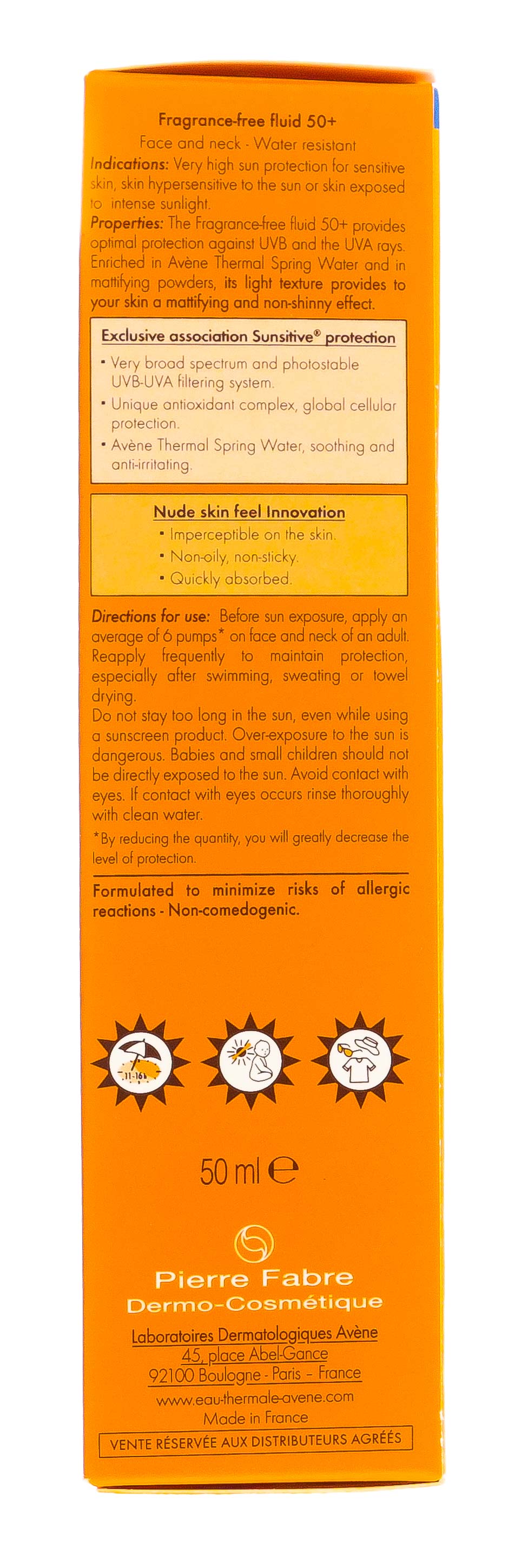 Авен Солнцезащитный флюид SPF 50 без отдушек, 50 мл (Avene, Suncare) фото 8