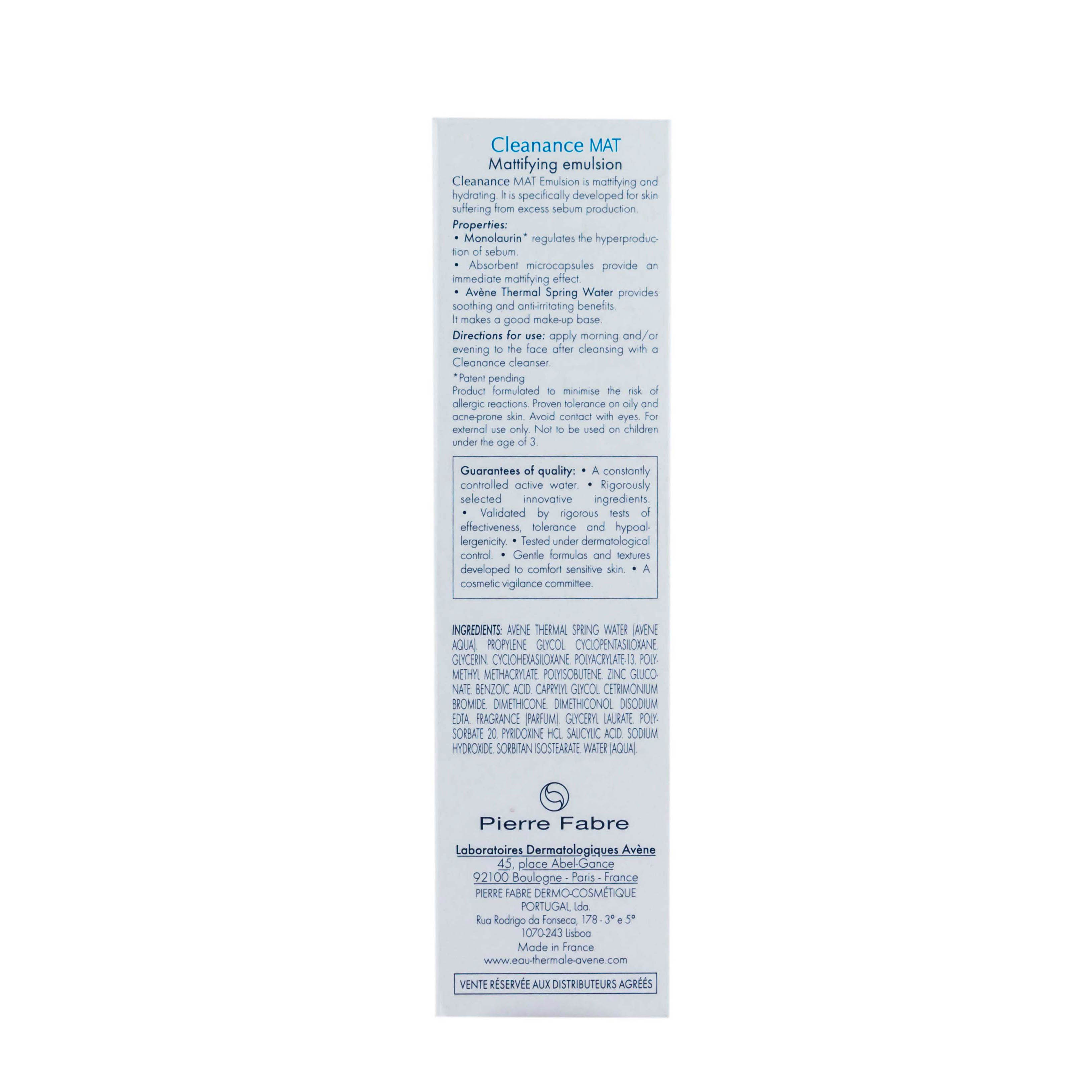 Авен Клинанс Мат Эмульсия против жирного блеска 40 мл (Avene, Cleanance) Авен Клинанс Мат Эмульсия против жирного блеска 40 мл (Avene, Cleanance) фото 2