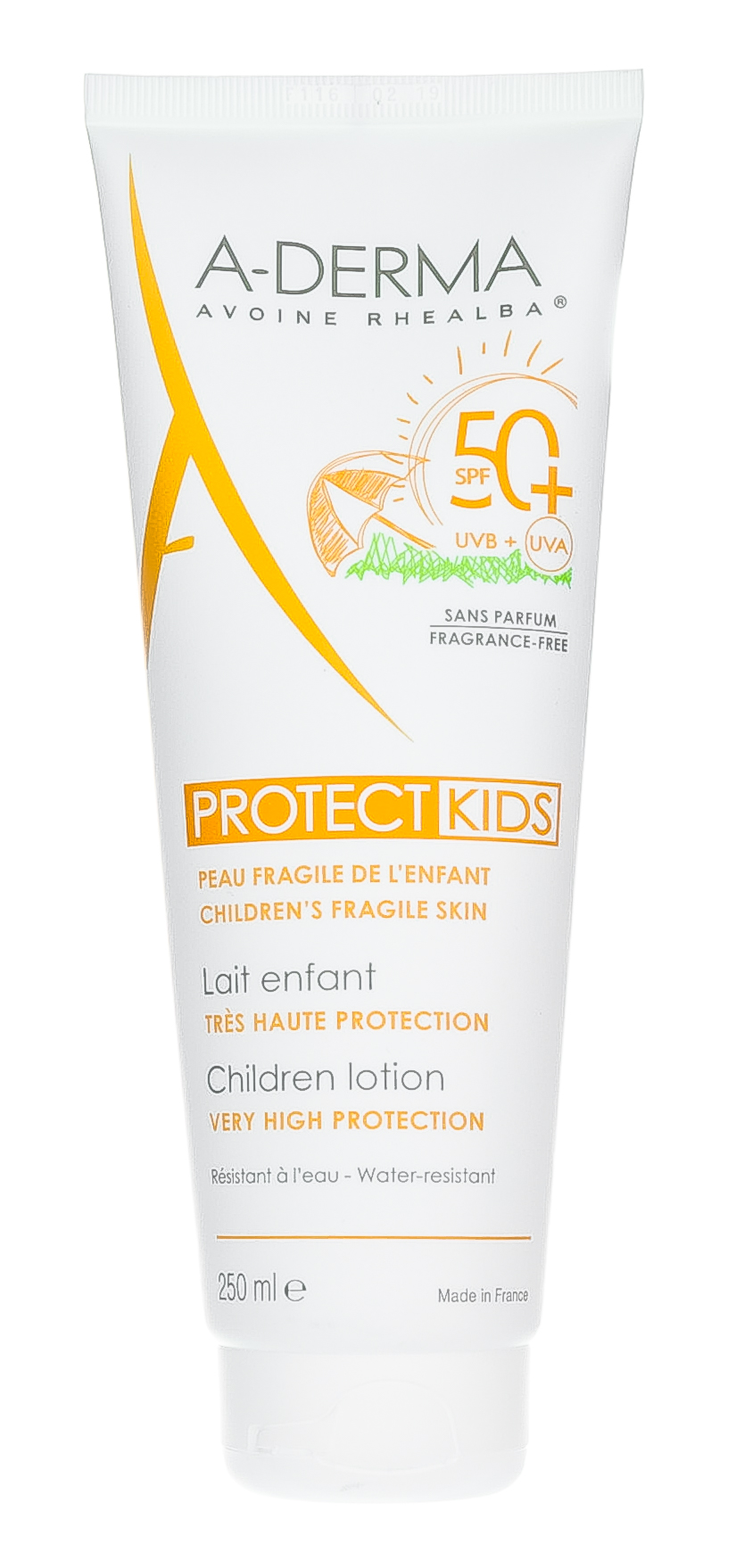 Адерма Солнцезащитный лосьон для детей с высокой степенью защиты SPF 50+, 250 мл (A-Derma, Protect) фото 1