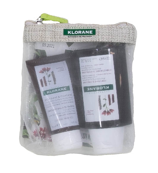 Клоран Набор с экстрактом Хинина: Шампунь укрепляющий 100 мл + Бальзам-ополаскиватель 50 мл (Klorane, Thinning Hair) фото 2