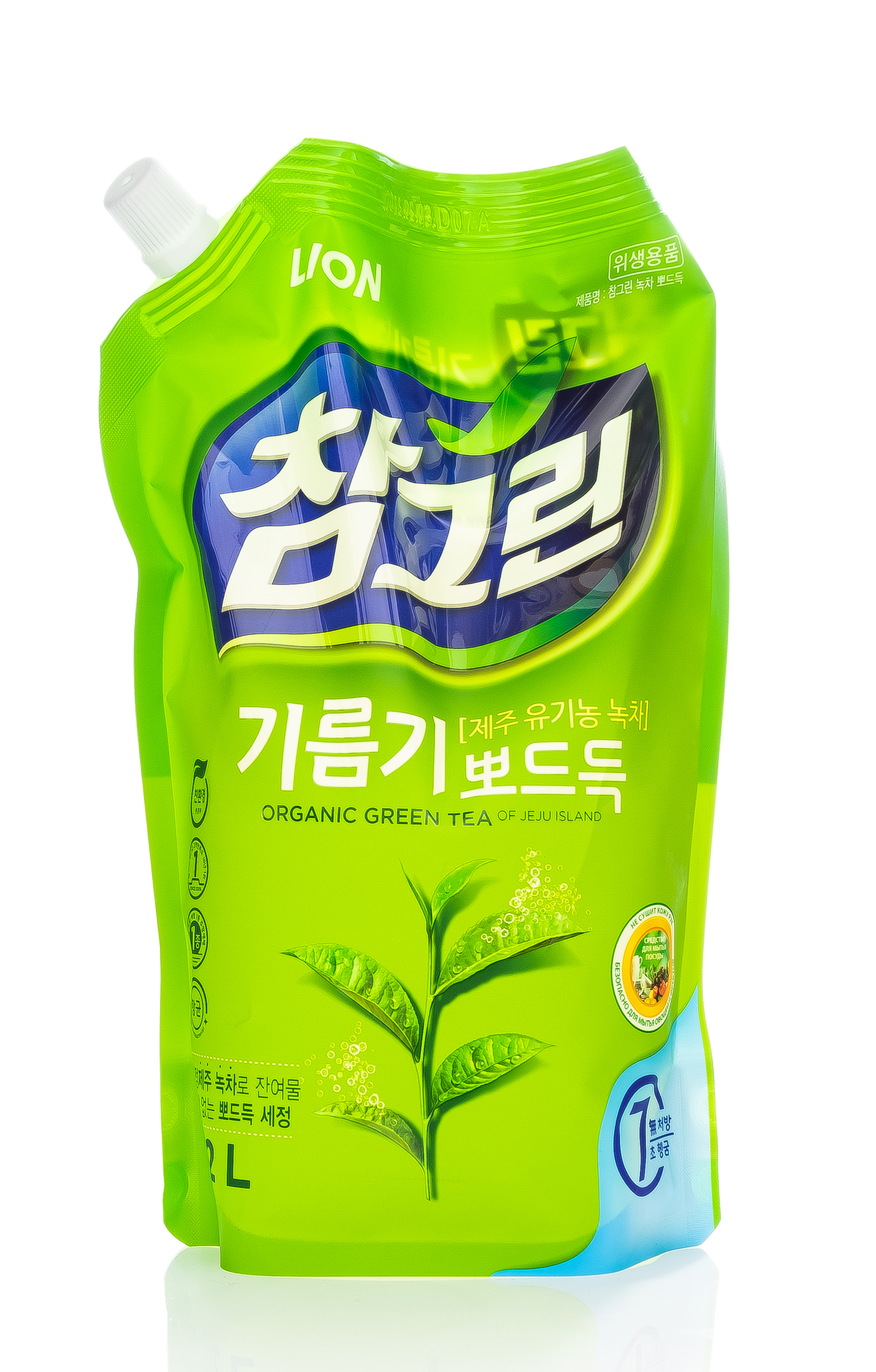 СиДжей Лайон Средство для мытья посуды овощей и фруктов Changreen Зеленый чай 1200 мл (Cj Lion, Для посуды, овощей и фруктов) фото 1