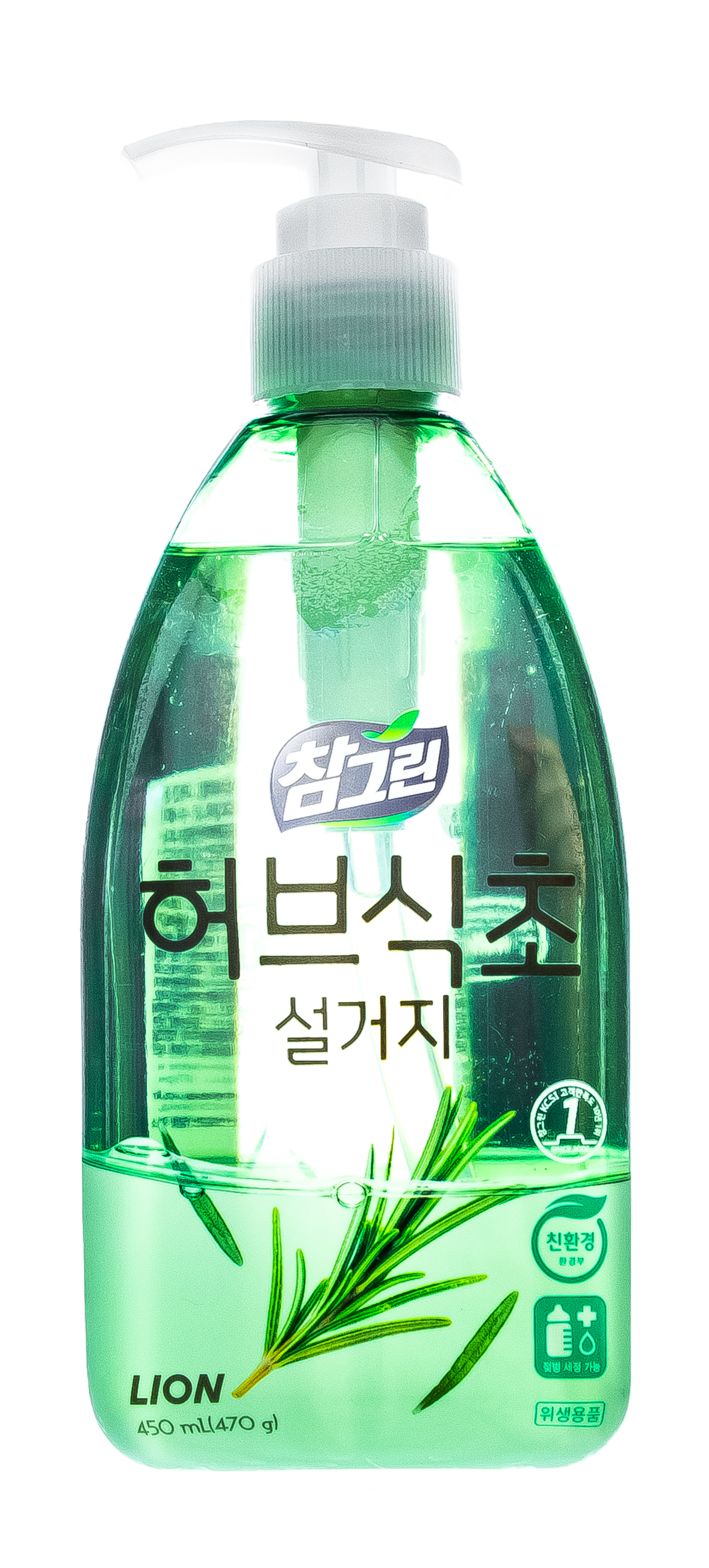 СиДжей Лайон Концентрированное средство для мытья детской посуды Chamgreen Розмарин флакон-дозатор 450 мл (Cj Lion, Для посуды) фото 2