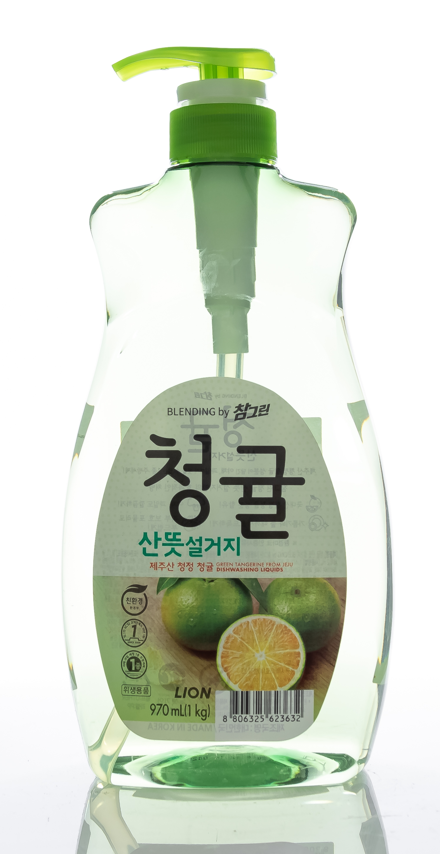 СиДжей Лайон Концентрированное средство для мытья посуды Chamgreen Зеленый цитрус мягкая упаковка 970 мл (Cj Lion, Для посуды) фото 1