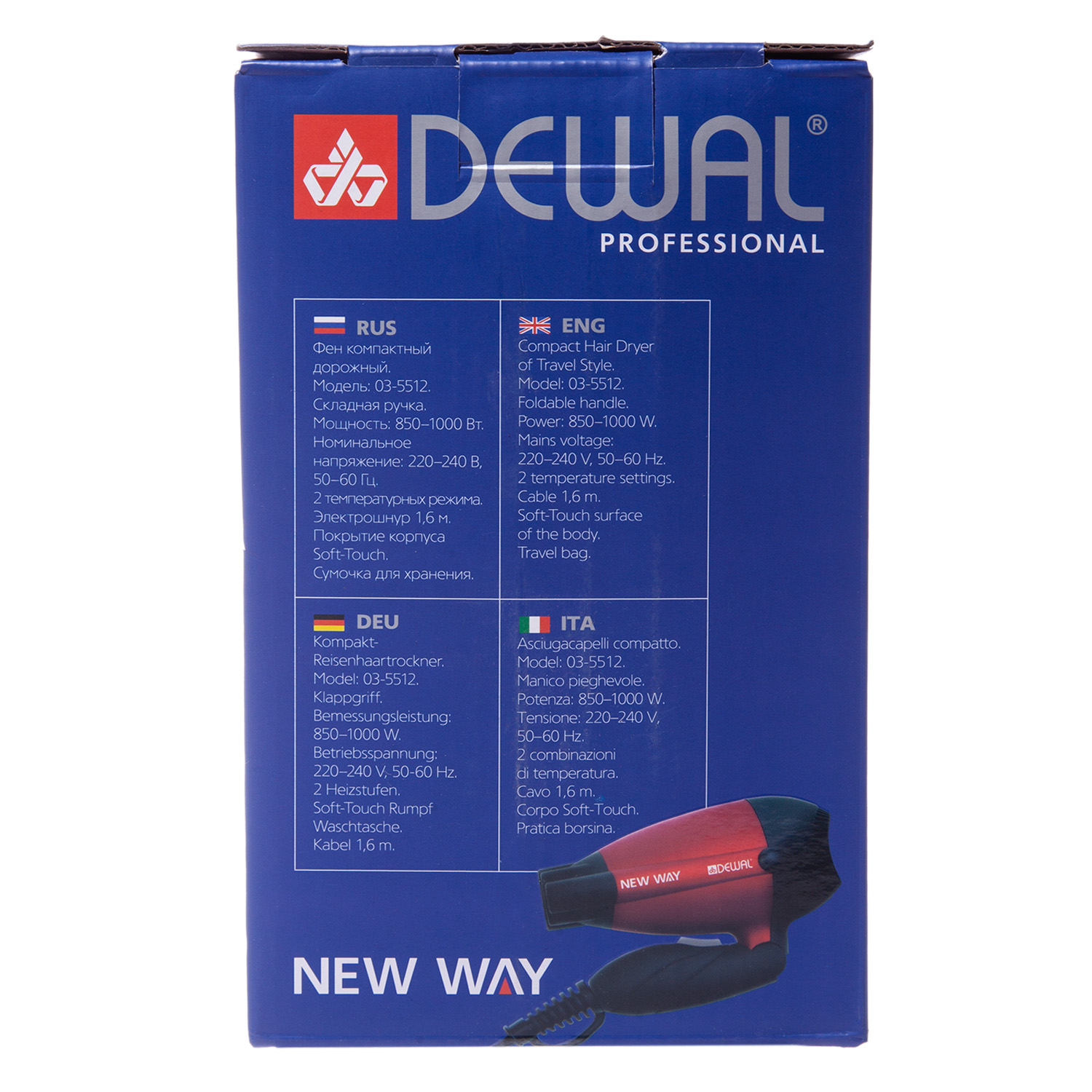 Деваль Про Фен дорожный складной New Way, красный, 1000 Вт (Dewal Pro, Фены) фото 5
