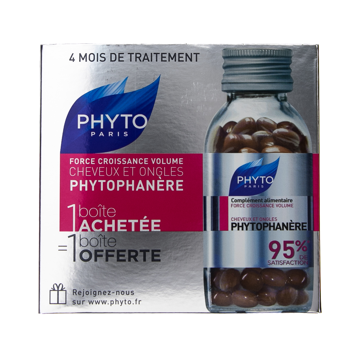 Купить Phyto Пищевая добавка для укрепления волос и ногтей Фитофанер, 120 капсул х 2 (Phyto, Пищевая добавка), Франция