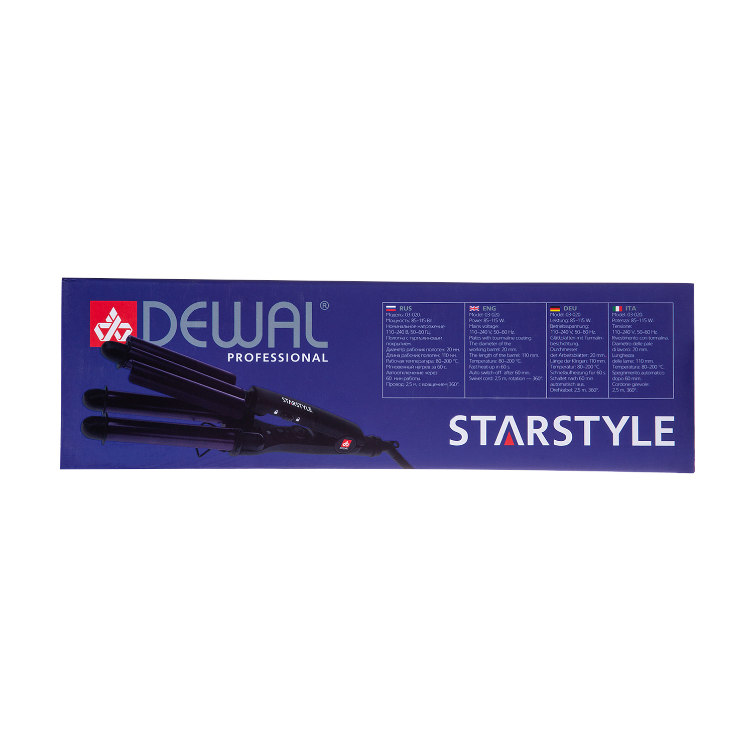 Деваль Про Тройная плойка для волос Star Style, титан - турмалиновое покрытие с терморегулятором  22/19/22 мм, 90 Вт (Dewal Pro, Плойки) фото 4