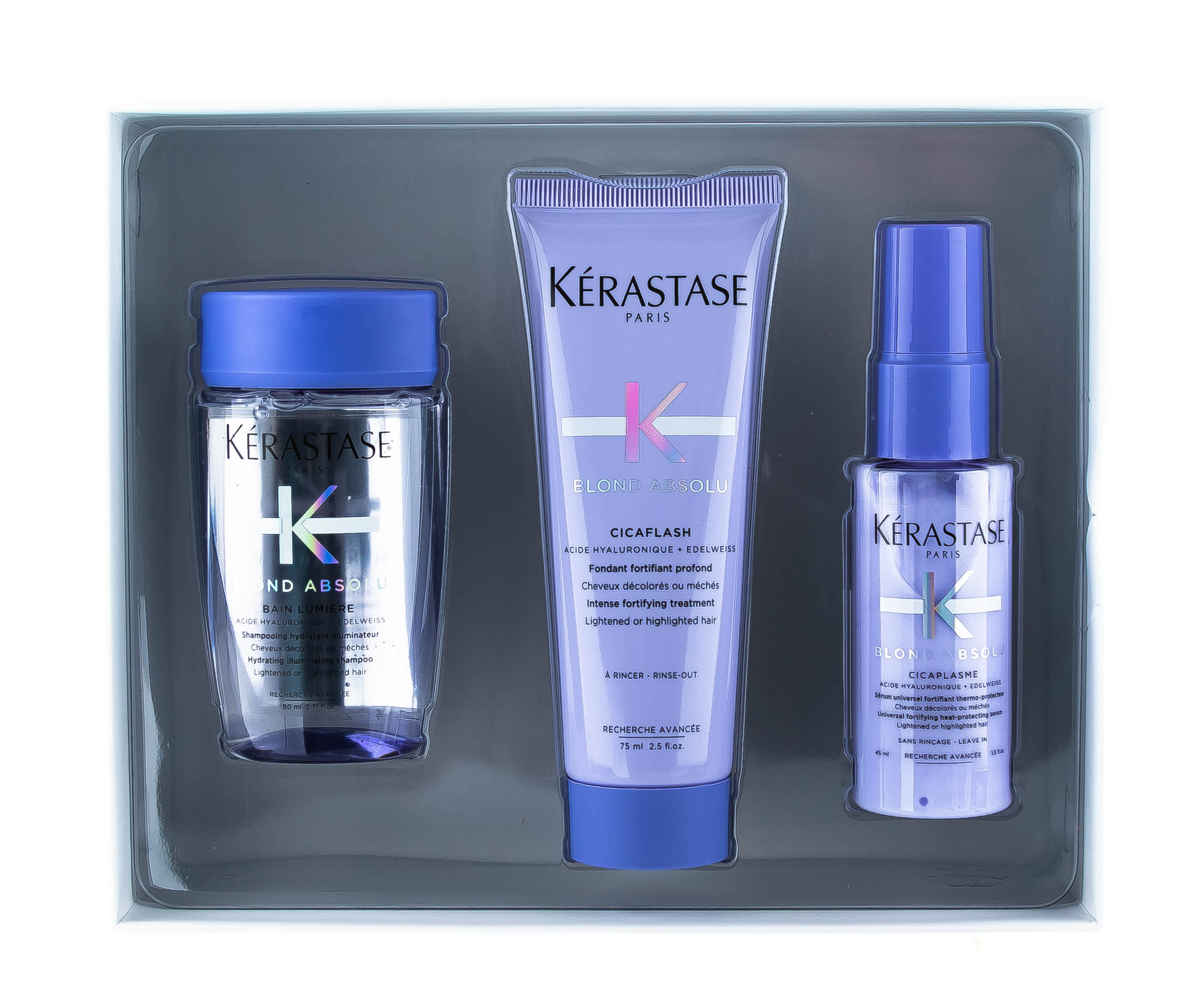 Керастаз Набор Blond Absolu с travel-форматами: Шампунь-ванна Lumière, 80 мл + Молочко-уход Cicaflash, 75 мл + Сыворотка Cicaplasme, 45 мл (Kerastase, Blond Absolu) фото 7