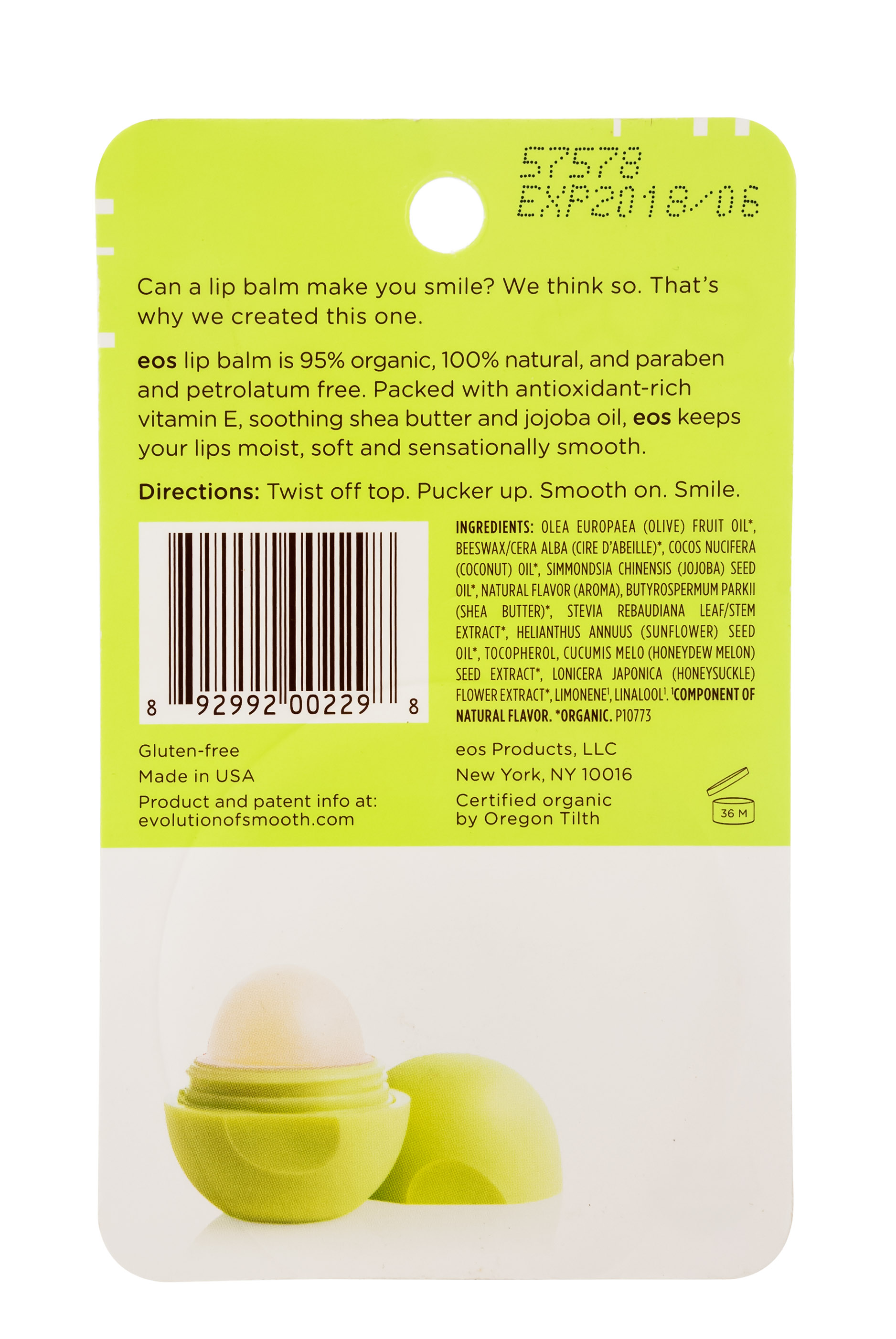 Эос Бальзам для губ Eos Honeysuckle Honeydew Жимолость-мускатная дыня (Eos, Lip Balm) фото 2