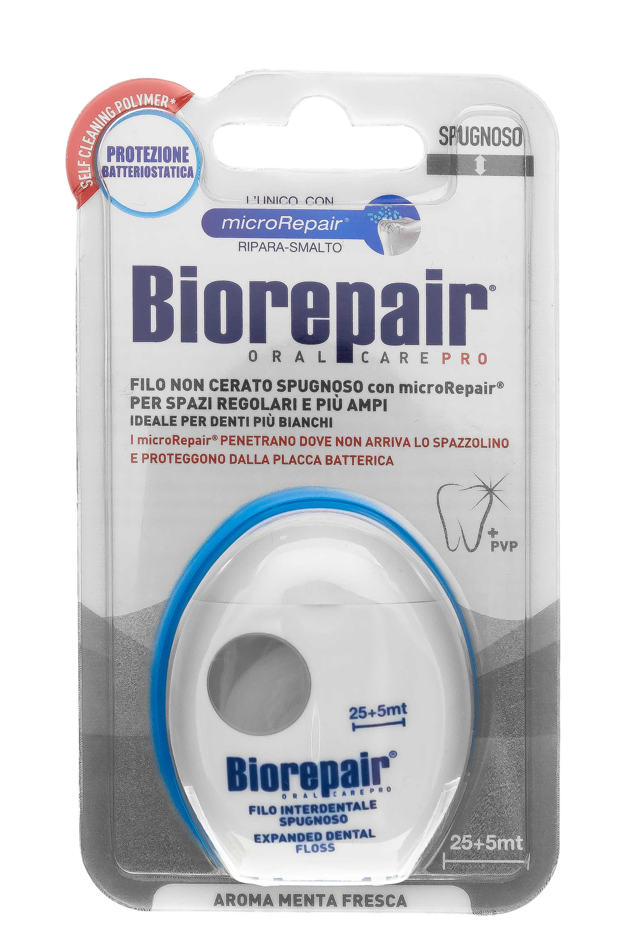 Биорепейр Расширяющаяся зубная нить без воска поддерживающая белизну Non-Waxed Expanded Floss, 30м (Biorepair, Уход за зубами) фото 3