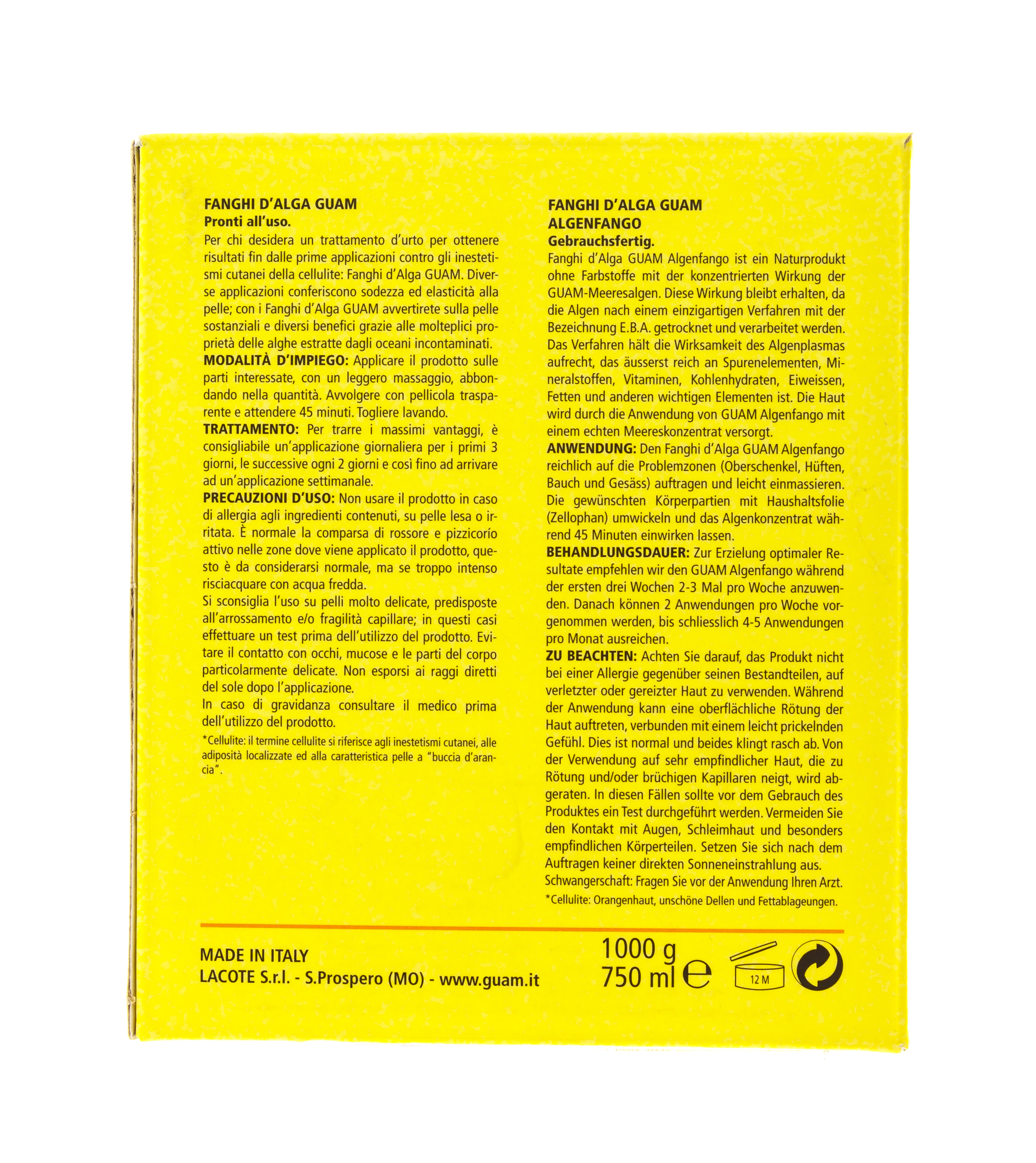 Гуам Маска антицеллюлитная для горячего обертывания, 1000 г (Guam, Fanghi d`Alga) фото 2