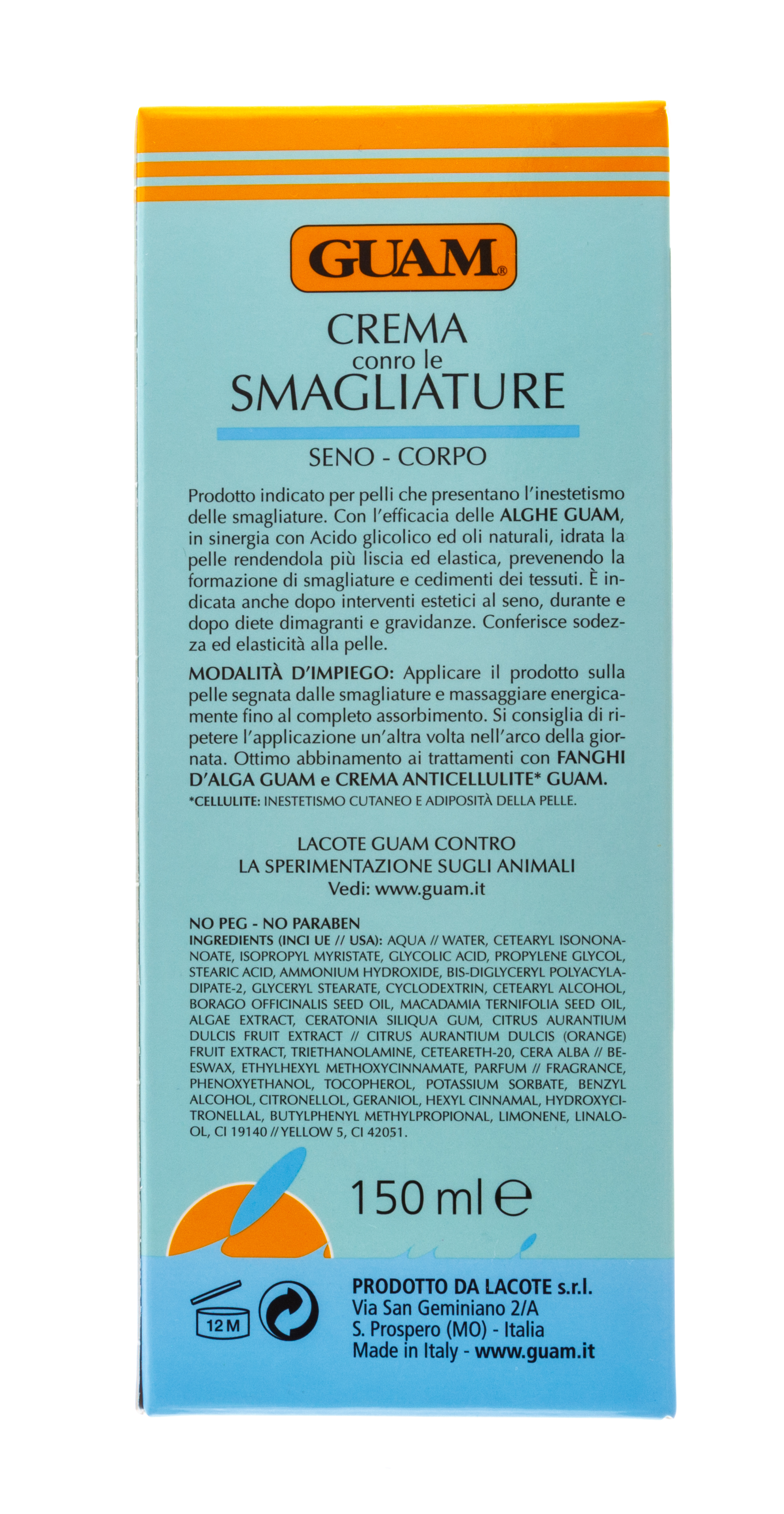 Гуам Крем против растяжек для тела и груди с гликолевой кислотой  150 мл (Guam, Crema) фото 2