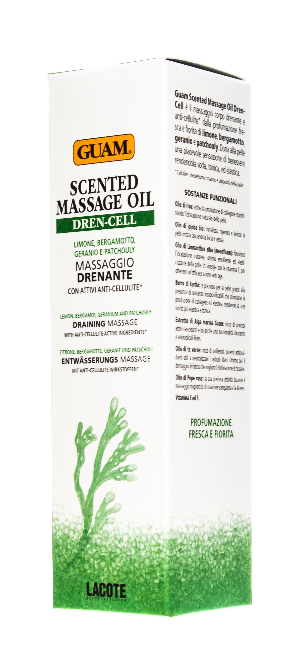 Гуам Аромамасло для тела массажное с дренажным эффектом Scented Massage Oil Dren-Cell,150 мл (Guam, Massaggio) фото 2