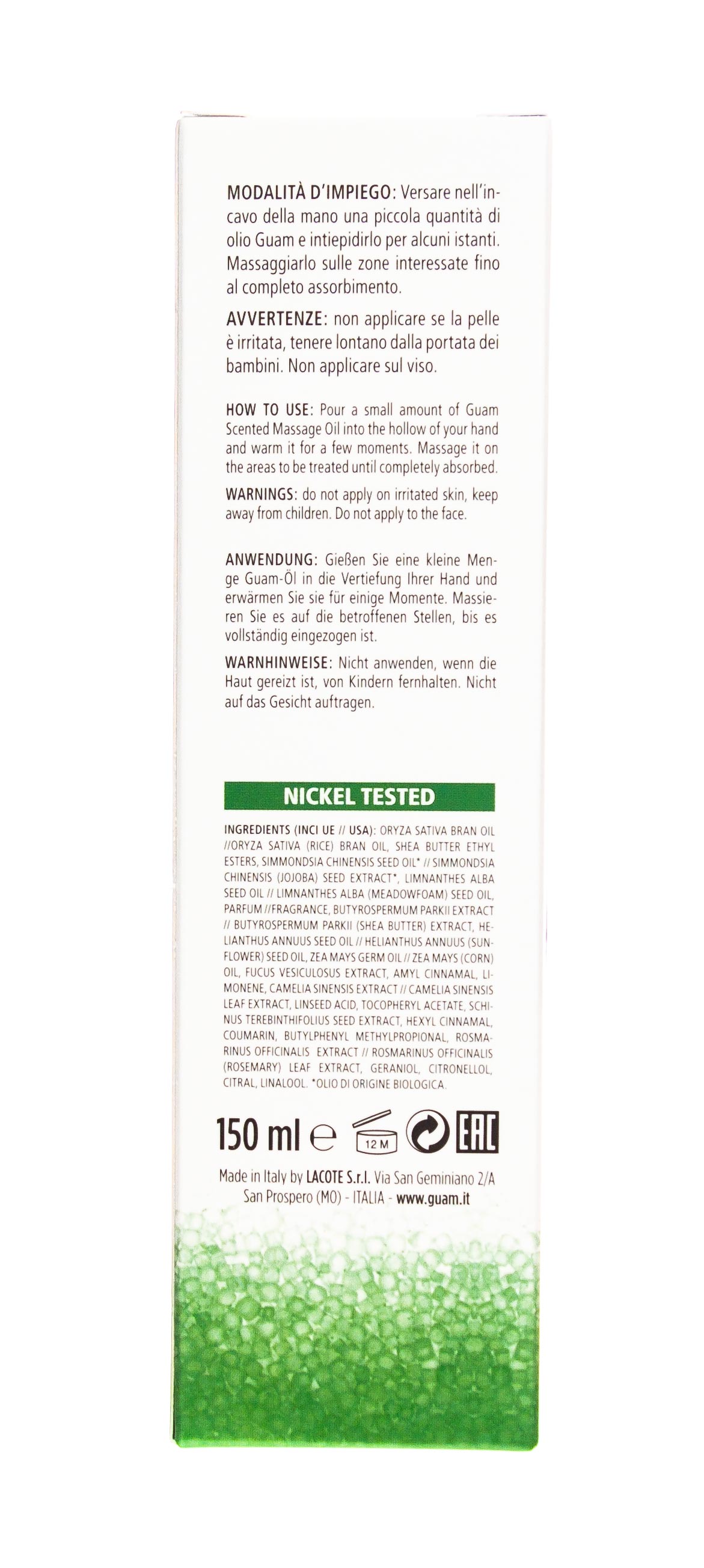 Гуам Аромамасло для тела массажное с дренажным эффектом Scented Massage Oil Dren-Cell,150 мл (Guam, Massaggio) фото 3