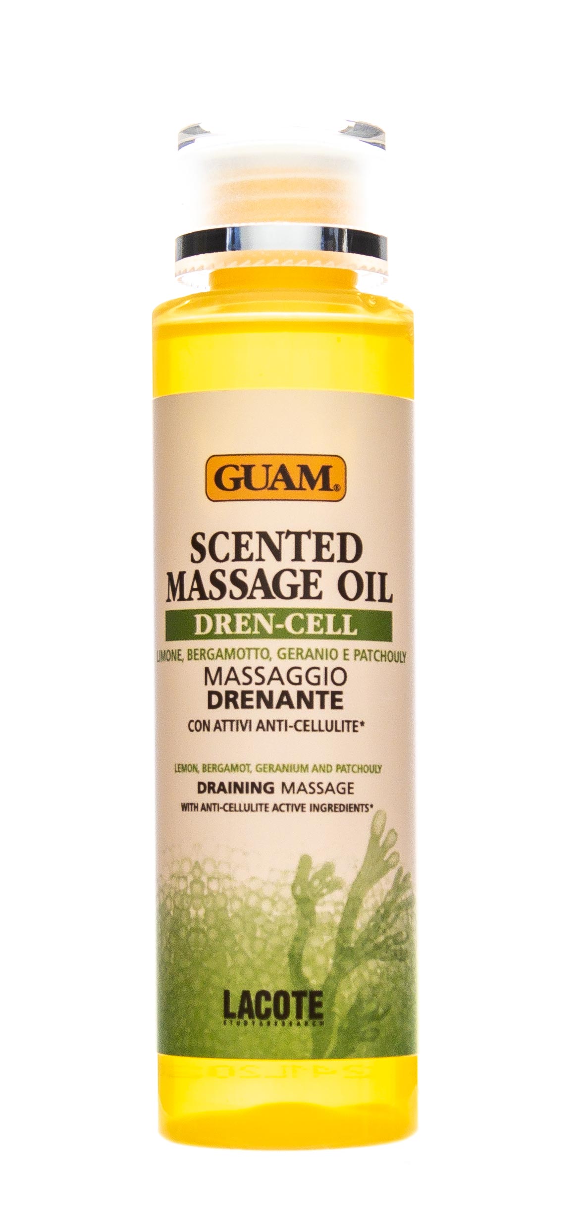 Гуам Аромамасло для тела массажное с дренажным эффектом Scented Massage Oil Dren-Cell,150 мл (Guam, Massaggio) фото 5