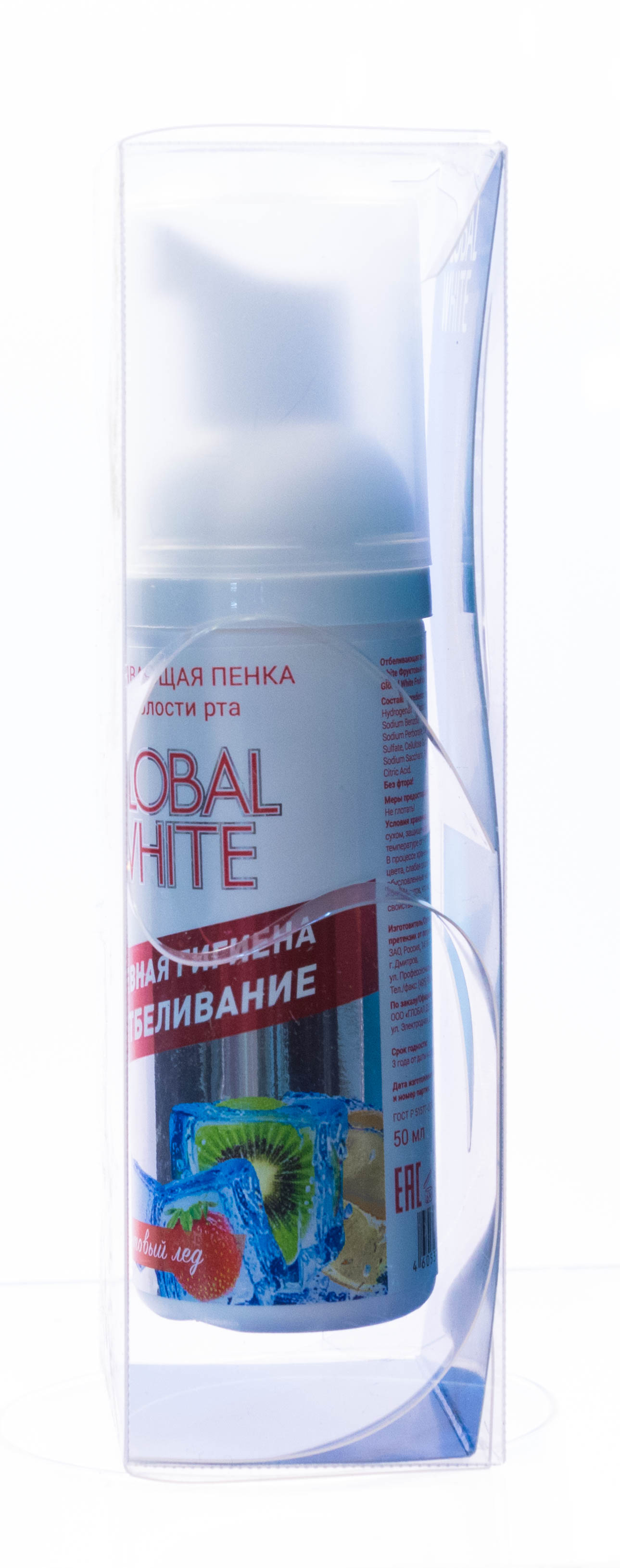 Глобал Уайт Отбеливающая пенка для полости рта, со вкусом фруктовый лед  50 мл (Global White, Поддержание результата) фото 4