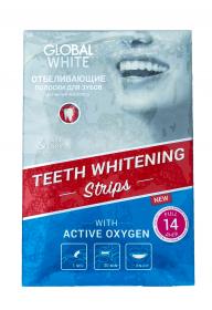 Global White Отбеливающие полоски для зубов Активный кислород 14 дней. фото