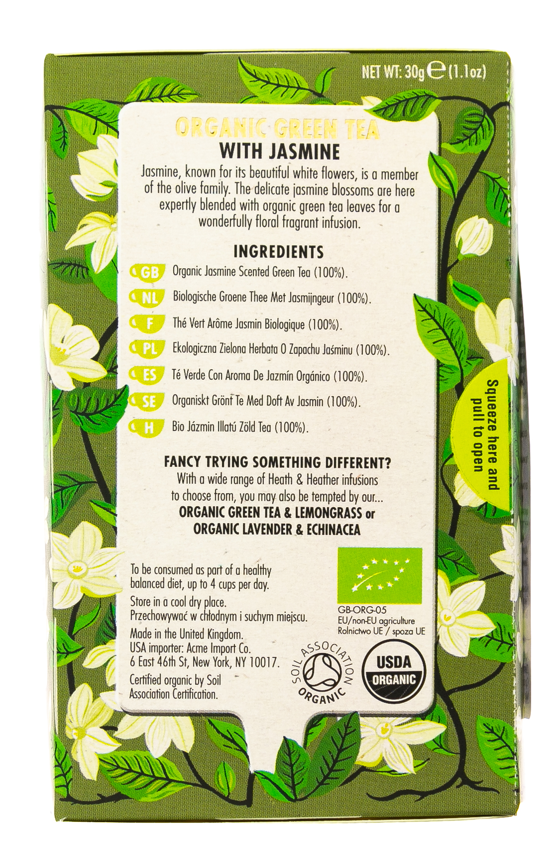 Хиз энд Хизер Зеленый с жасмином Органик (20 пак. в инд.упак.) (Heath & Heather, Green Tea) Хиз энд Хизер Зеленый с жасмином Органик (20 пак. в инд.упак.) (Heath & Heather, Green Tea) фото 2