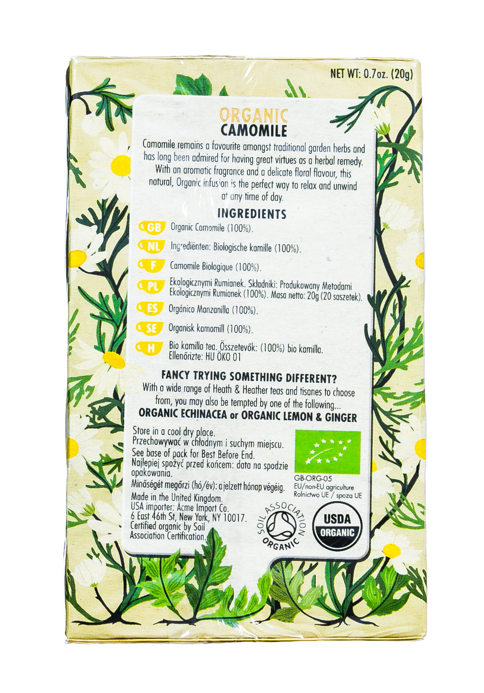 Хиз энд Хизер Напиток травяной Ромашка Органик 20 пак. в инд.упак. (Heath & Heather, Organics) фото 4