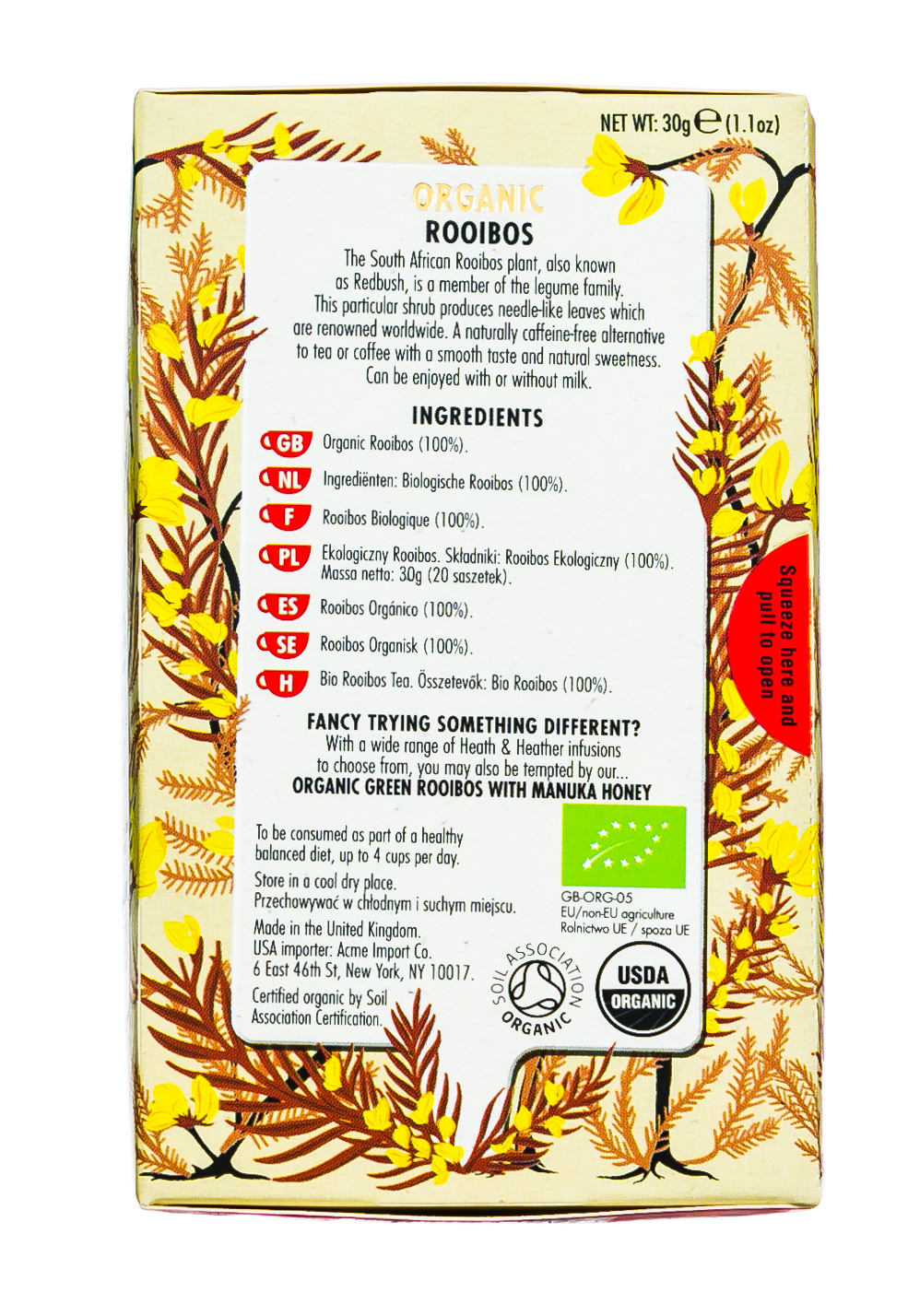 Хиз энд Хизер Напиток травяной Ройбуш Органик   20 пак. в ин. упак. (Heath & Heather, Antioxidance) фото 4