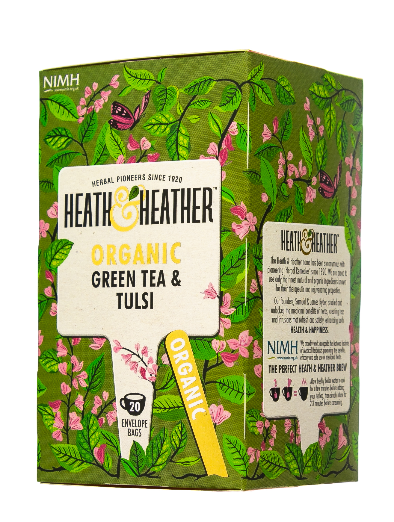 Хиз энд Хизер Чай Зеленый с базиликом Органик 20 пак. (Heath & Heather, Green Tea) фото 5