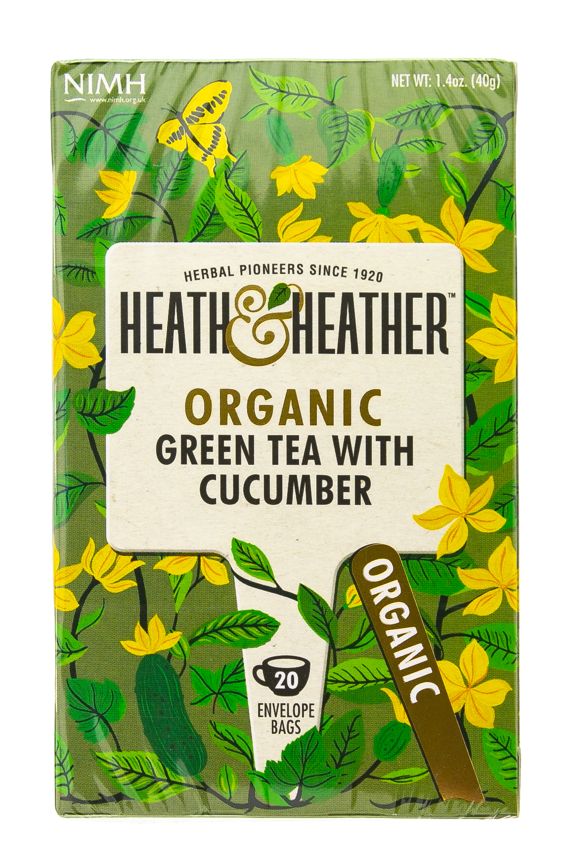Хиз энд Хизер Чай Зеленый с огурцом Органик 20 пак. (Heath & Heather, Green Tea) фото 1