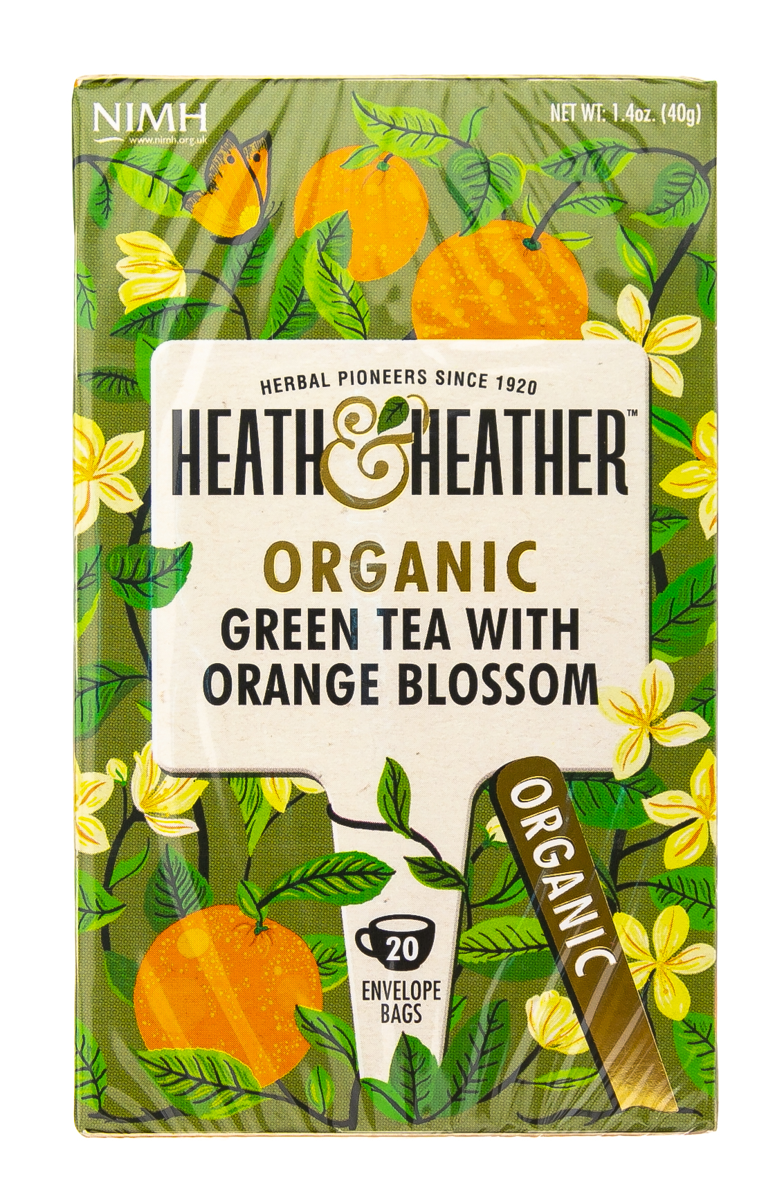 Хиз энд Хизер Чай Зеленый со вкусом апельсина Органик 20 пак. (Heath & Heather, Green Tea) фото 1