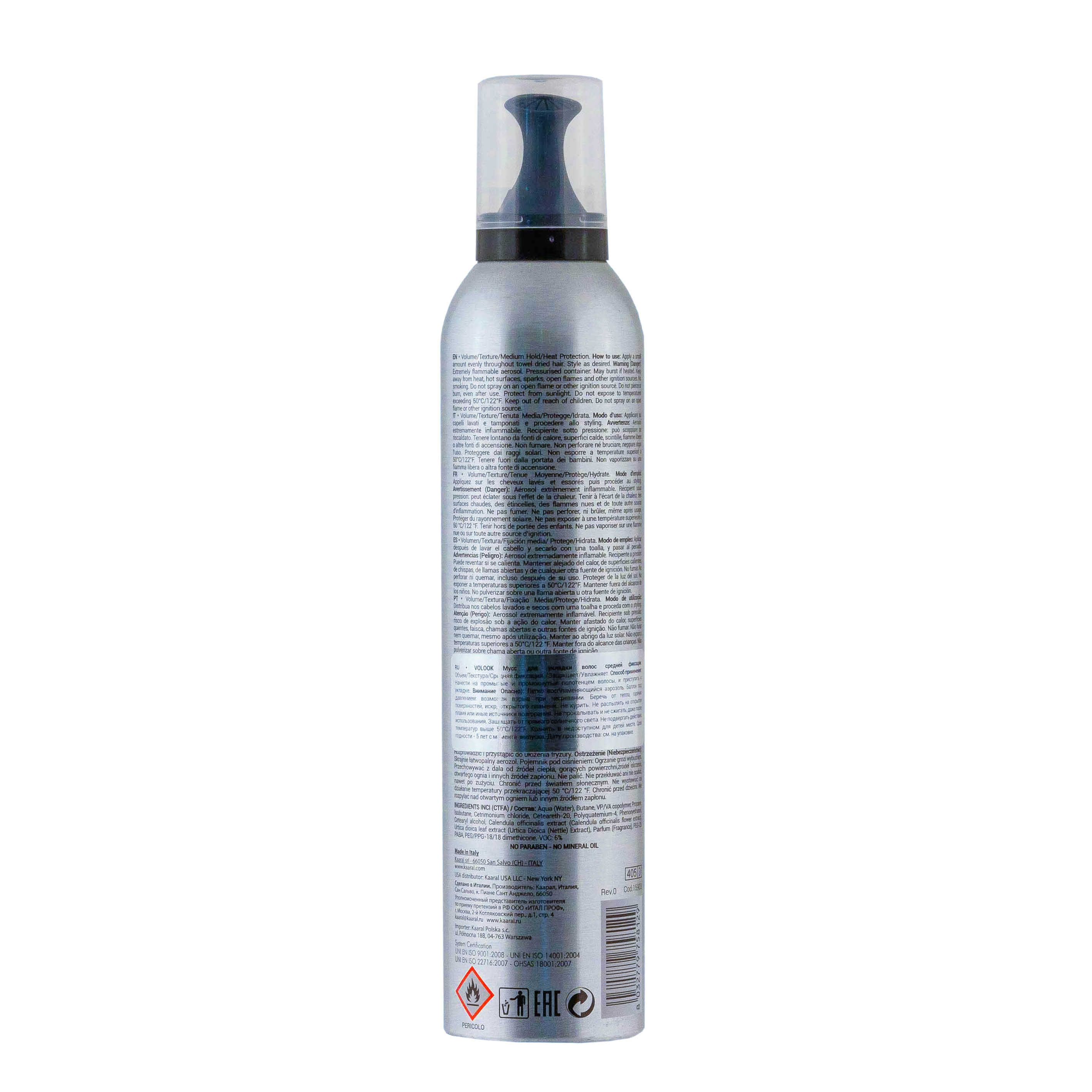 Каарал Мусс для укладки волос средней фиксации Volook Medium Hold Volumizing Mousse, 300 мл (Kaaral, Style Perfetto) фото 2