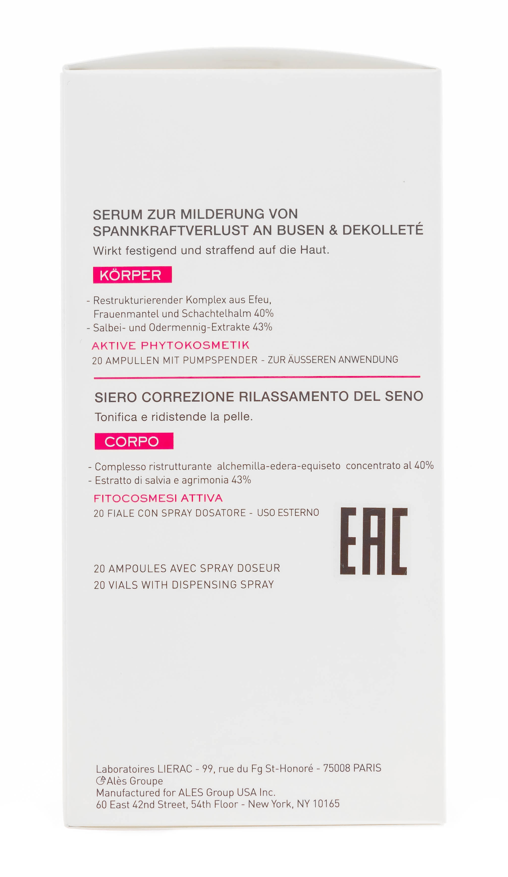 Лиерак Ампулы для ухода за кожей груди Фитрель 20 ампул по 5 мл (Lierac, Phytrel) фото 3