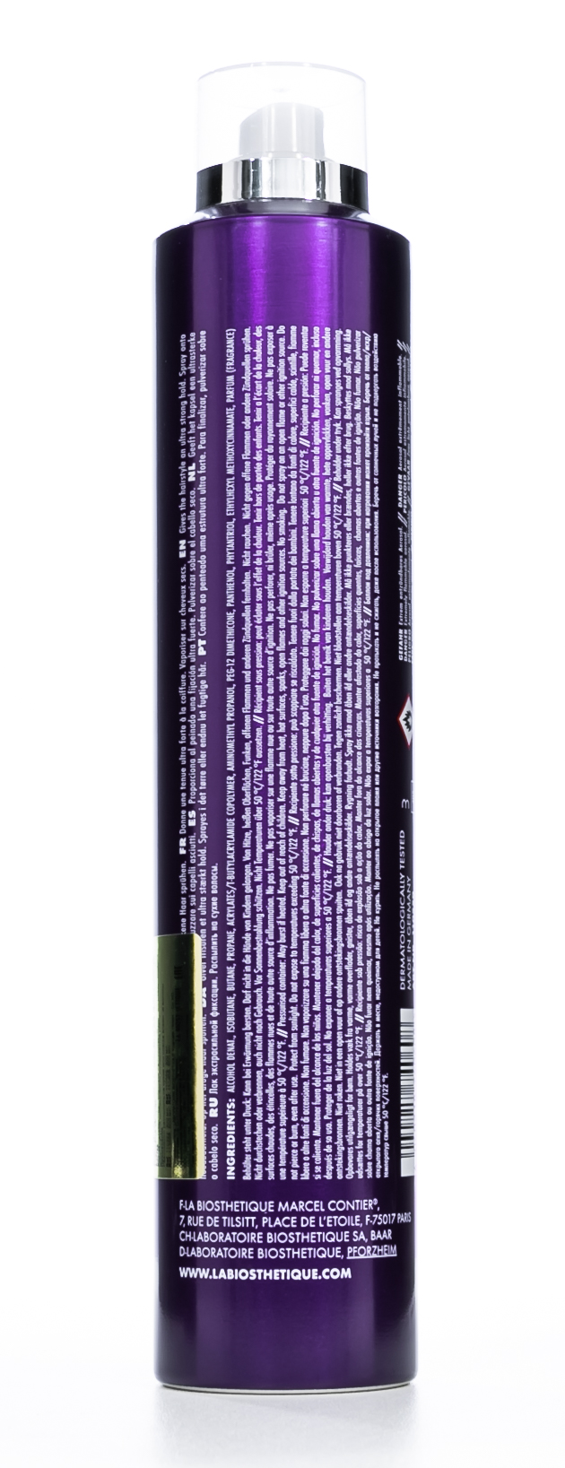 Ля Биостетик Аэрозольный лак экстрасильной фиксации Formule Laque Ultra Strong, 300 мл (La Biosthetique, Finish) фото 3