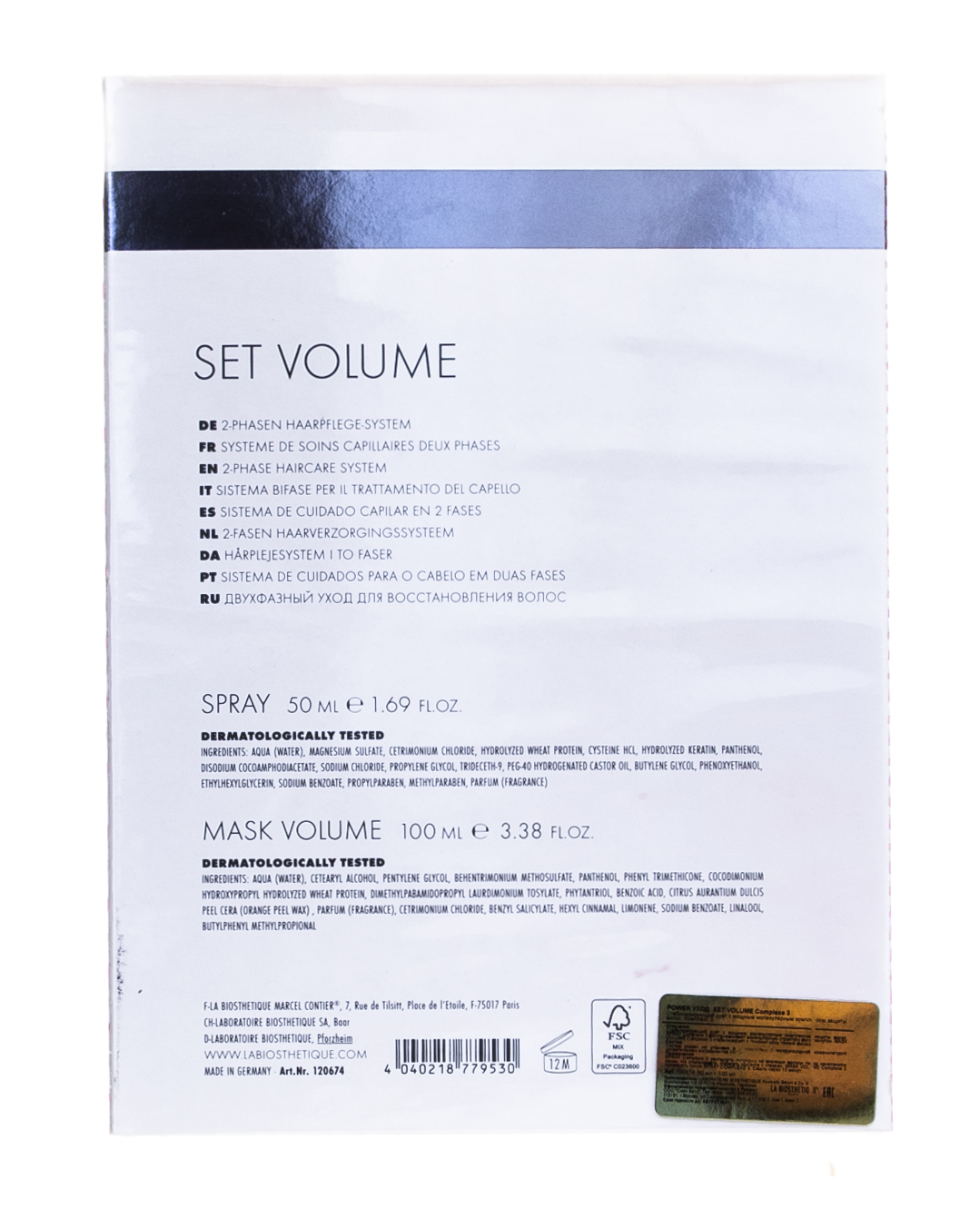 Ля Биостетик Стабилизирующий дует с мощным молекулярным комплексом защиты волос Set Volume Complexe 3, 50 мл + 10 (La Biosthetique, Protection Cheveux Complexe) Ля Биостетик Стабилизирующий дует с мощным молекулярным комплексом защиты волос Set Volume Complexe 3, 50 мл + 10 (La Biosthetique, Protection Cheveux Complexe) фото 3