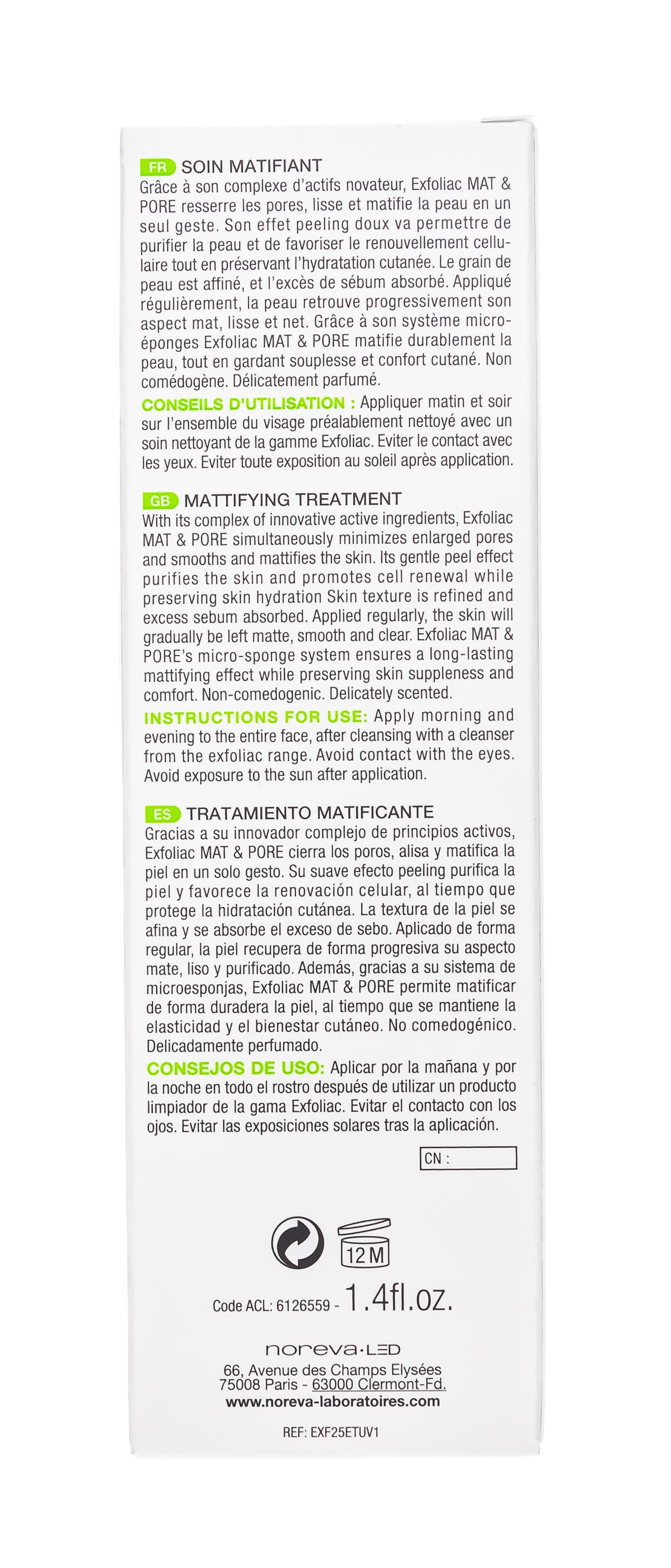 Норева Матирующий и поросуживающий крем Mat & Pore, 30 мл (Noreva, Exfoliac) фото 4