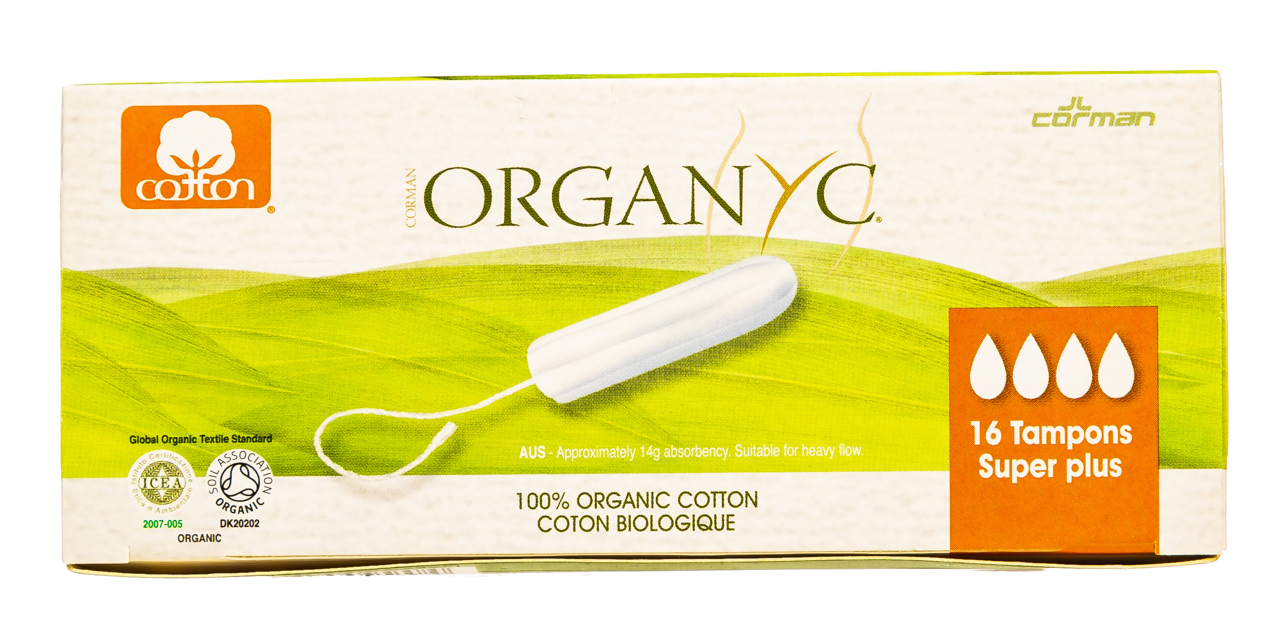 Органик Тампоны Супер плюс, без аппликатора, 16шт (Organyc, female hygiene) фото 1