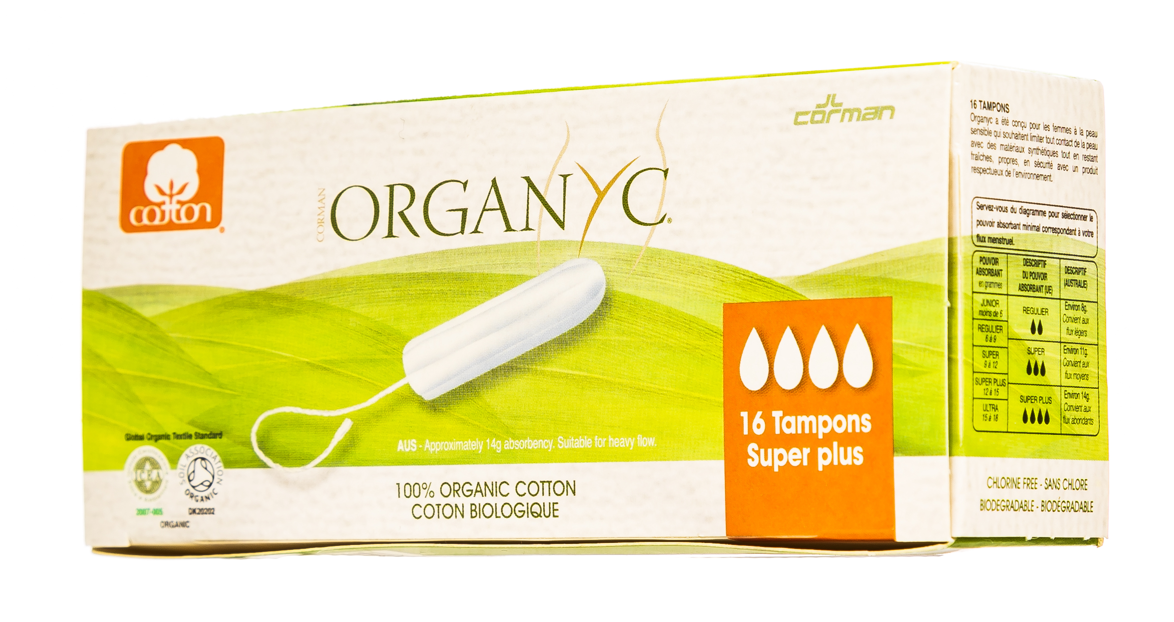 Органик Тампоны Супер плюс, без аппликатора, 16шт (Organyc, female hygiene) фото 2