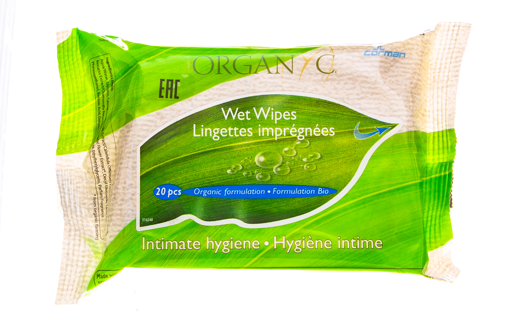 Органик Женские влажные салфетки для интимной гигиены 20шт (Organyc, female hygiene) фото 1