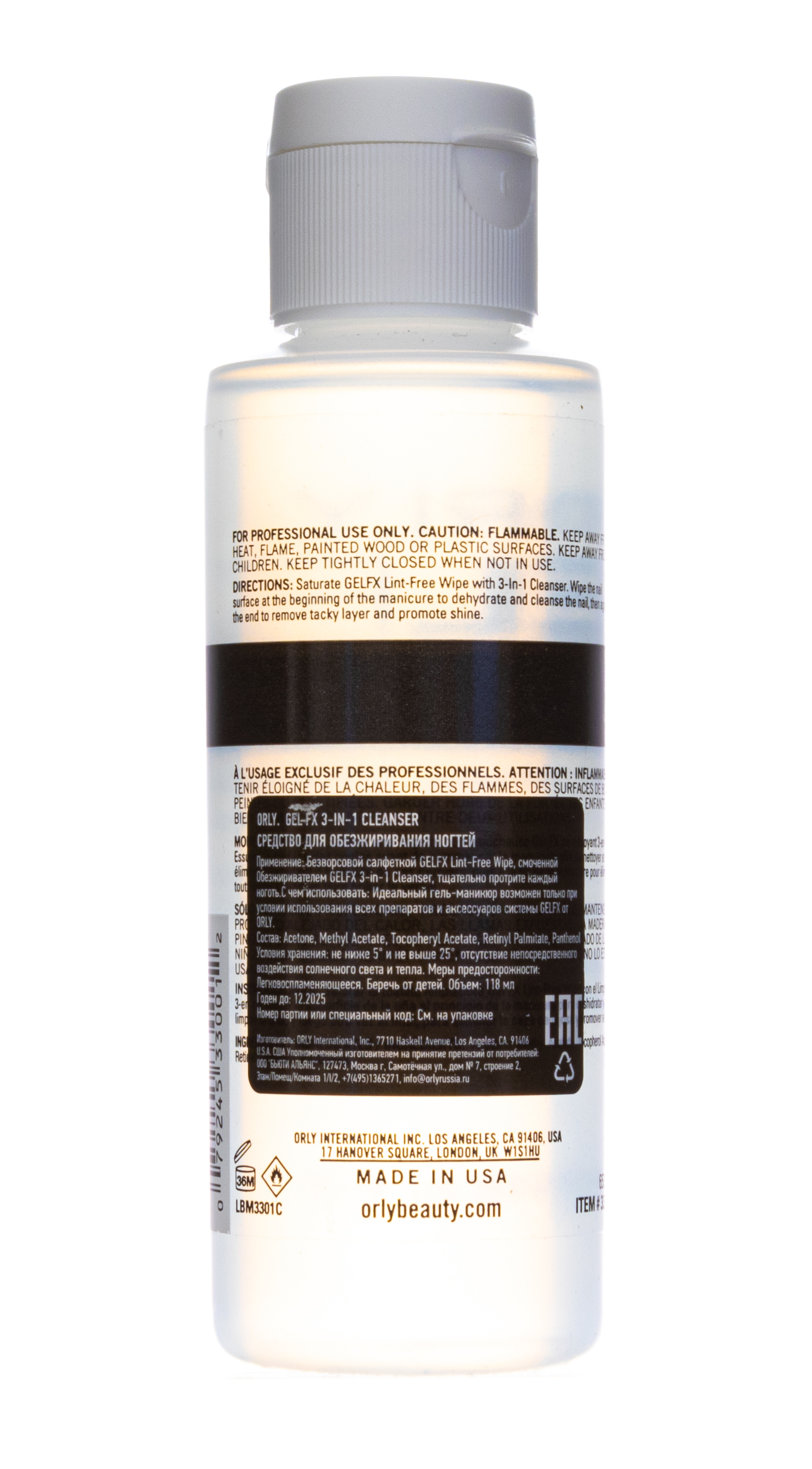 Орли Средство для обезжиривания ногтей Gel FX 3-in-1 Cleanser 118 мл (Orly, Gel FX) фото 2