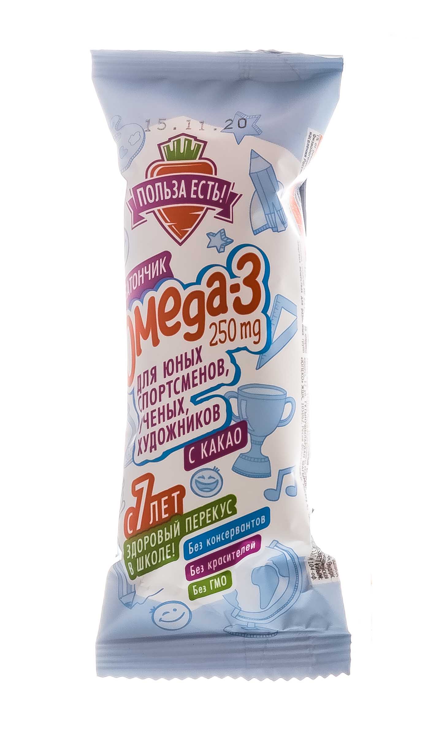 Рационика Батончик с Омега-3 со вкусом какао и банана 25 г (Racionika, Польза есть) фото 1