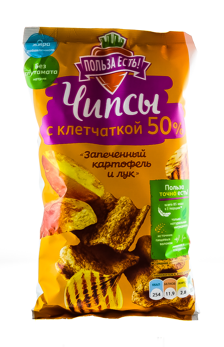 Рационика Чипсы с клетчаткой запечённый картофель и лук 90 г (Racionika, Польза есть) фото 1