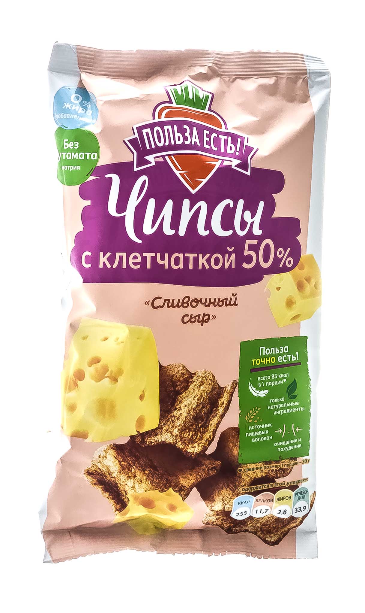 Рационика Чипсы с клетчаткой Сливочный сыр 90 г (Racionika, Польза есть) фото 1