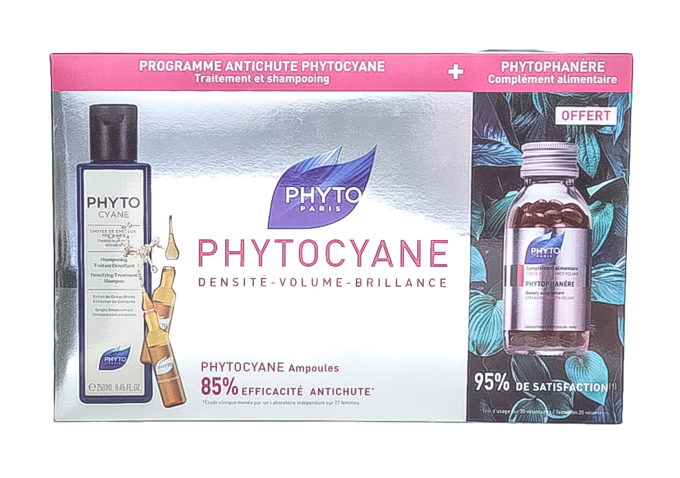 Фито НАБОР: Фитоциан ампулы 12 + Фитофанер 120 + Фитоциан шампунь 250 мл (Phyto, Средства против выпадения волос) фото 5