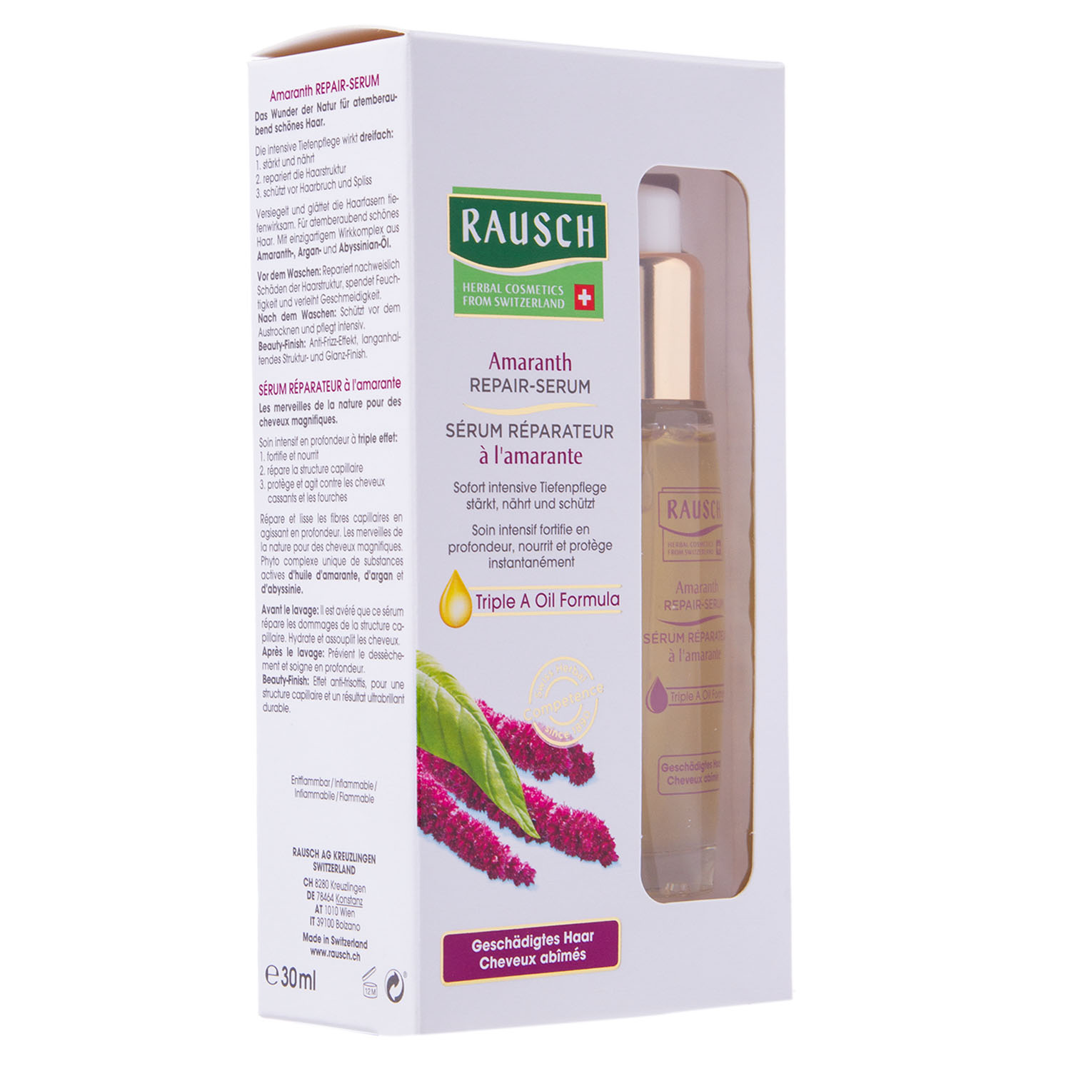 Рауш Восстанавливающая сыворотка для поврежденных волос с амарантом, 30 мл (Rausch, Для поврежденных волос) фото 6