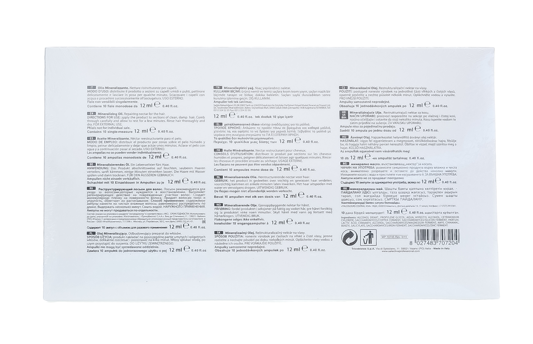 Селектив Реструктурирующий лосьон для волос Mineralizer 10*12 мл (Selective, Artistic Flair Line) фото 2