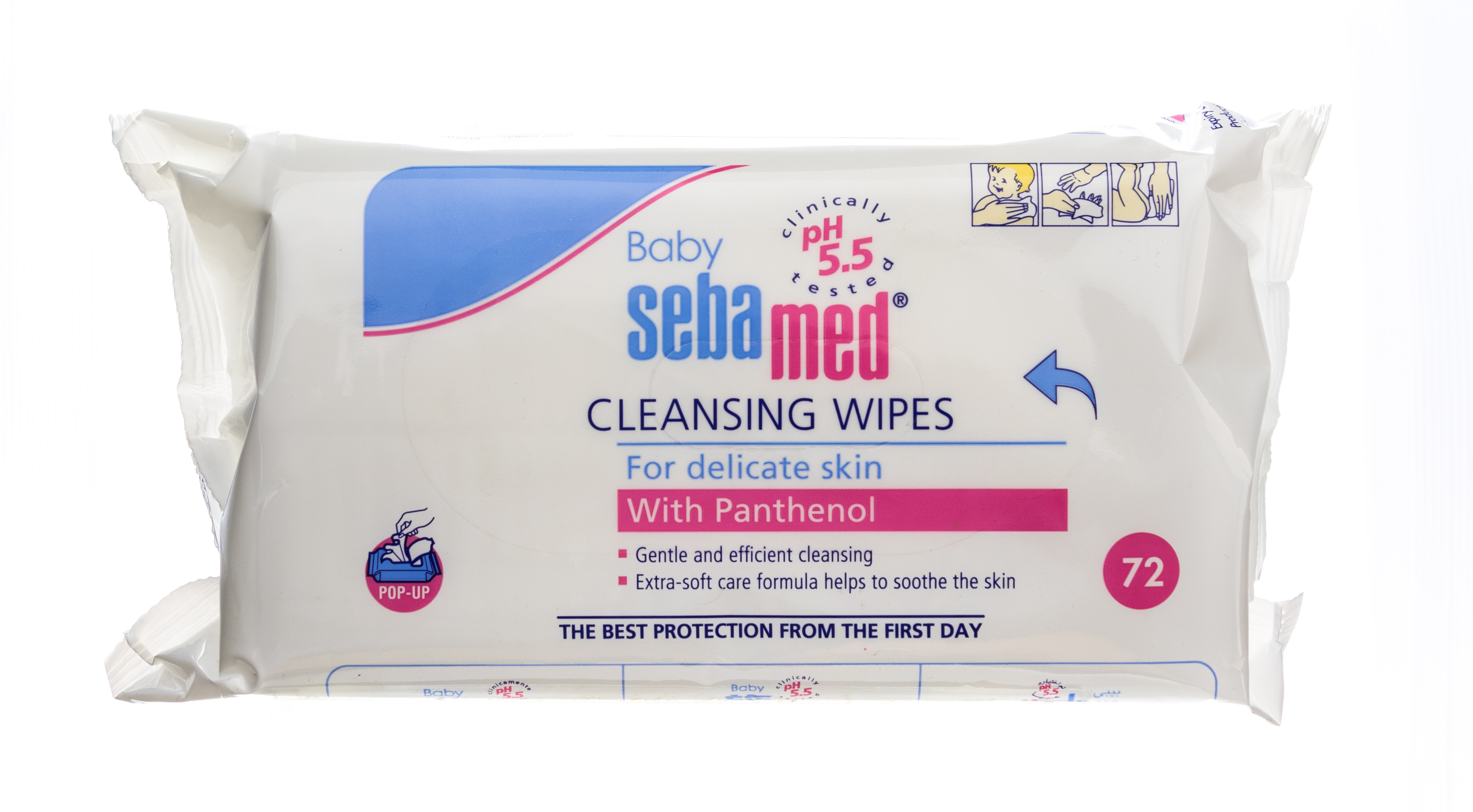 Себамед Салфетки детские очищающие Baby с пантенолом wipes with panthenol 72 шт. (Sebamed, Baby Line) фото 1