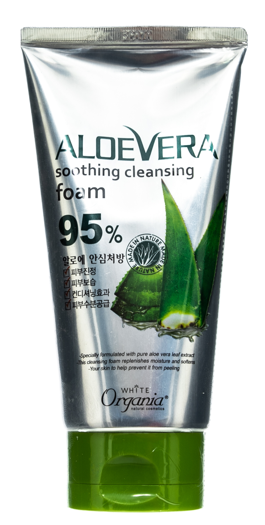 Вайт Органия Успокаивающая очищающая пенка для лица с натуральным соком алоэ вера 